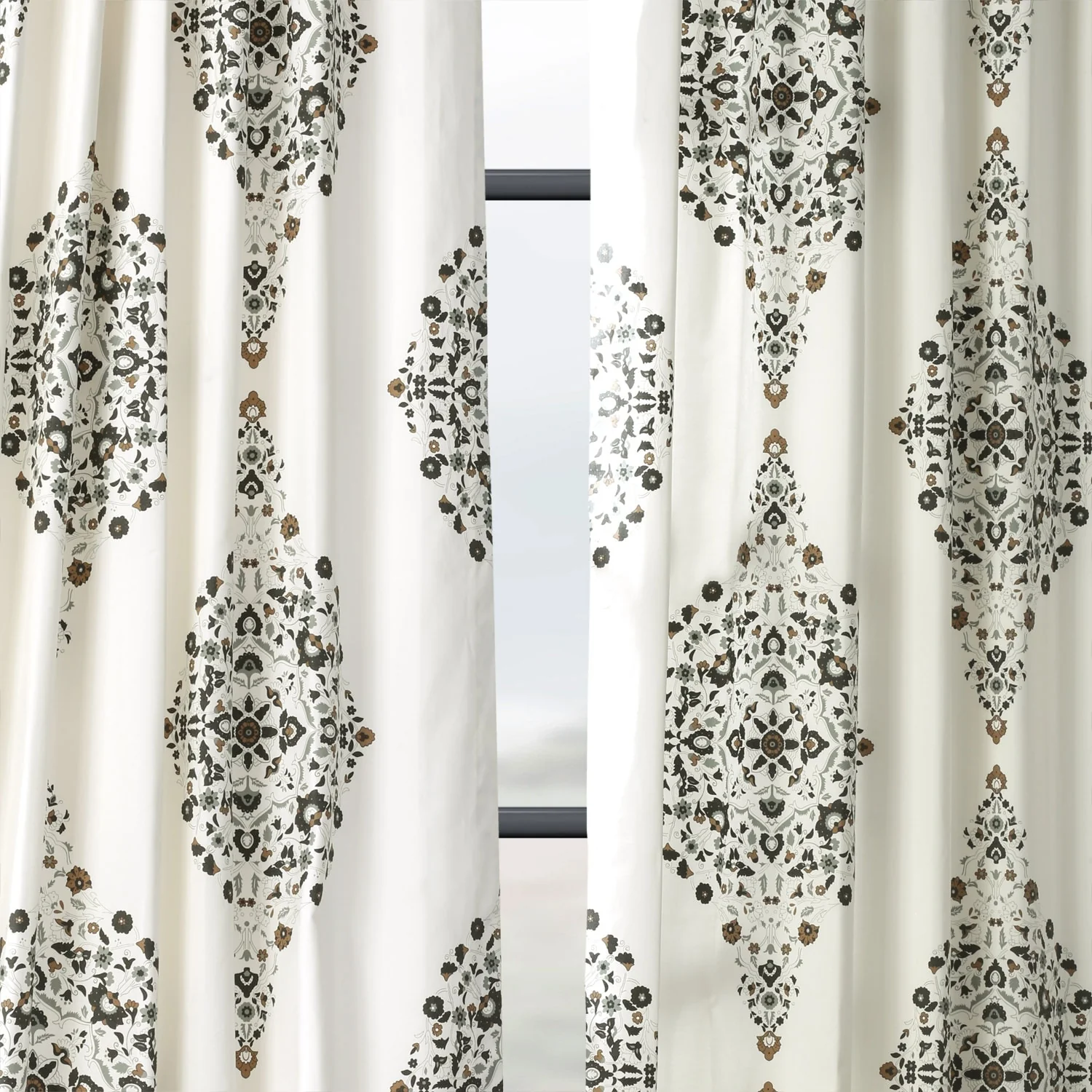 Medallion Damask Printed Cotton Room Darkening Curtain Panel, 1 Piece - Image 25