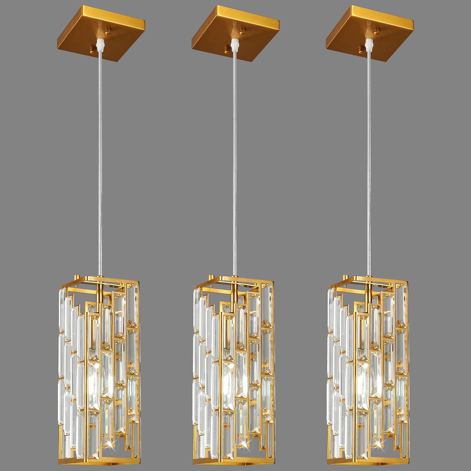 Black Pendant Lighting, Modern Pendant Light, Mini Crystal Chandeliers, Adjustable Pendant Light Fixture for Kitchen Island, Dining Room & Bedroom (3 Pack) - Image 20