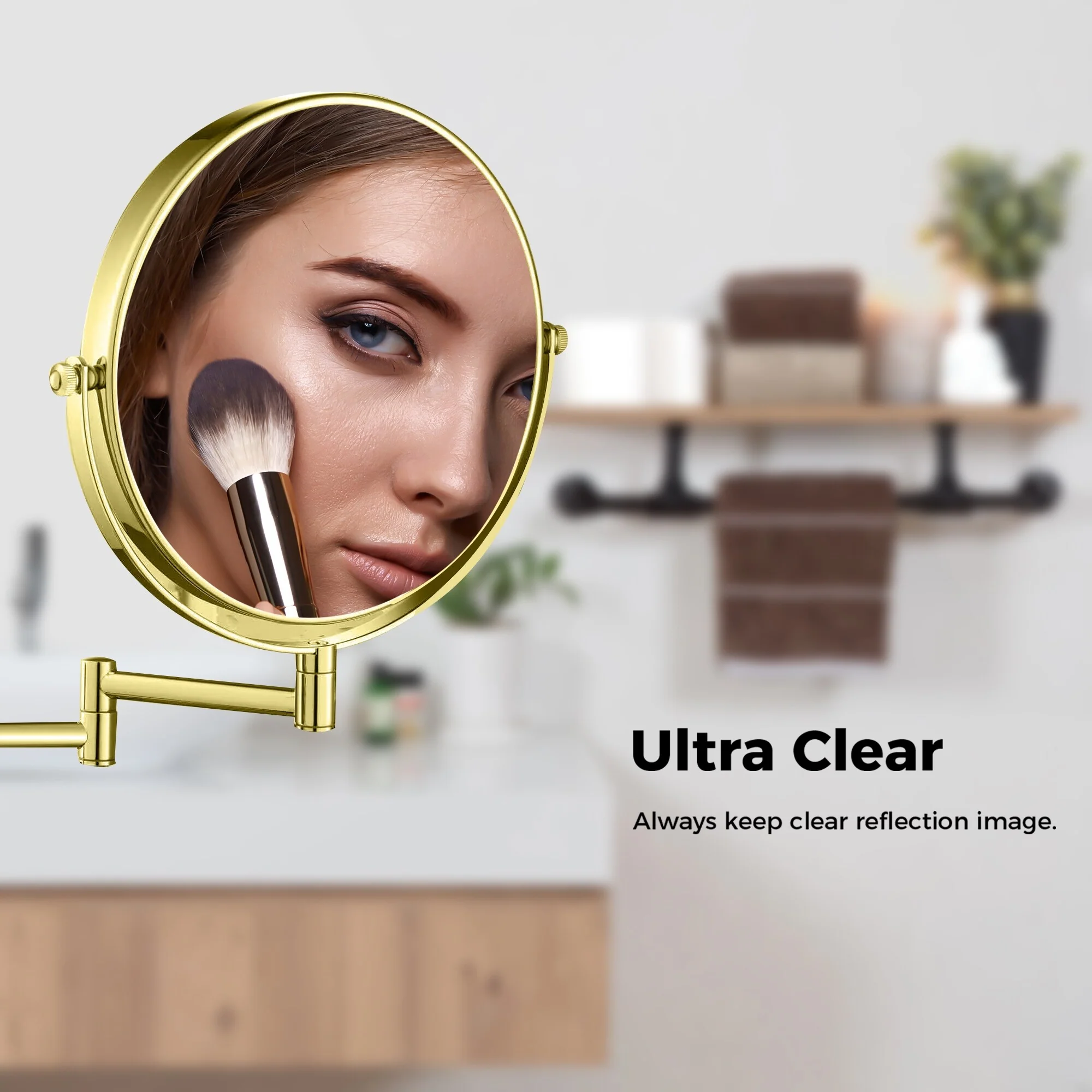8 Inch Round Wall Mounted Makeup Mirror, Rechargeable, 1X/10X Magnification, 3-Color LED Lights - Image 10