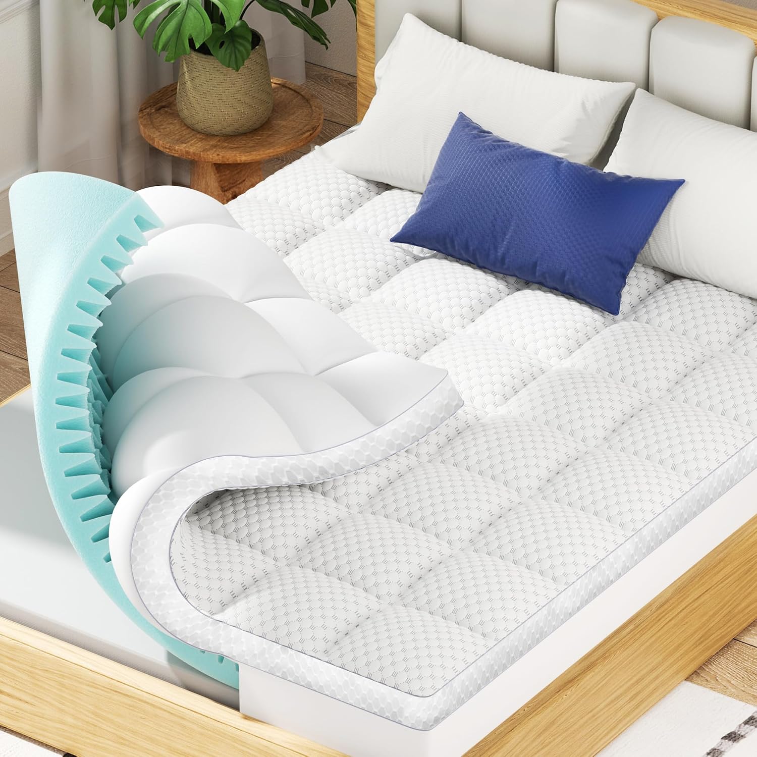 Dual Layer King Size Memory Foam Mattress Topper - Image 4