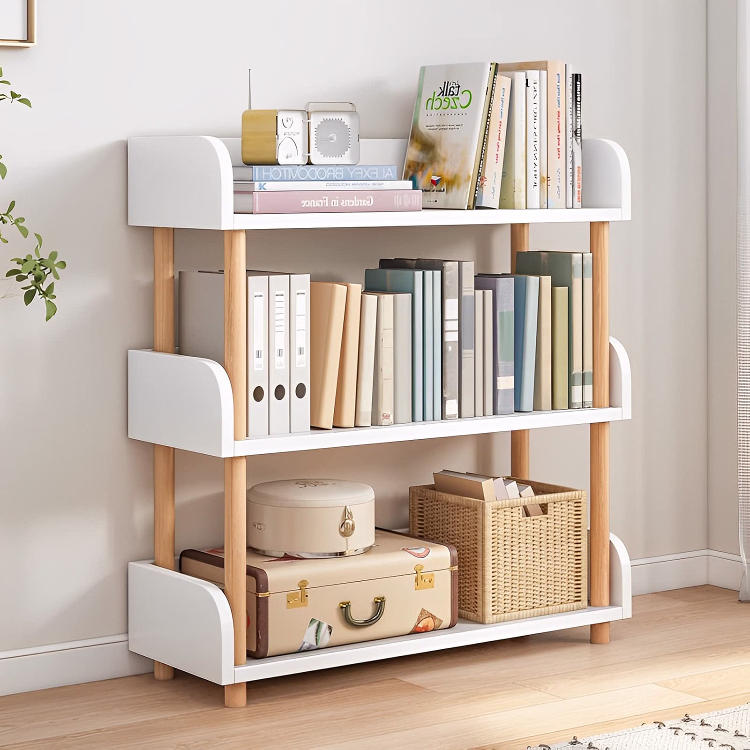 4-Tier Wooden Open Bookcase, Warm White - Image 6