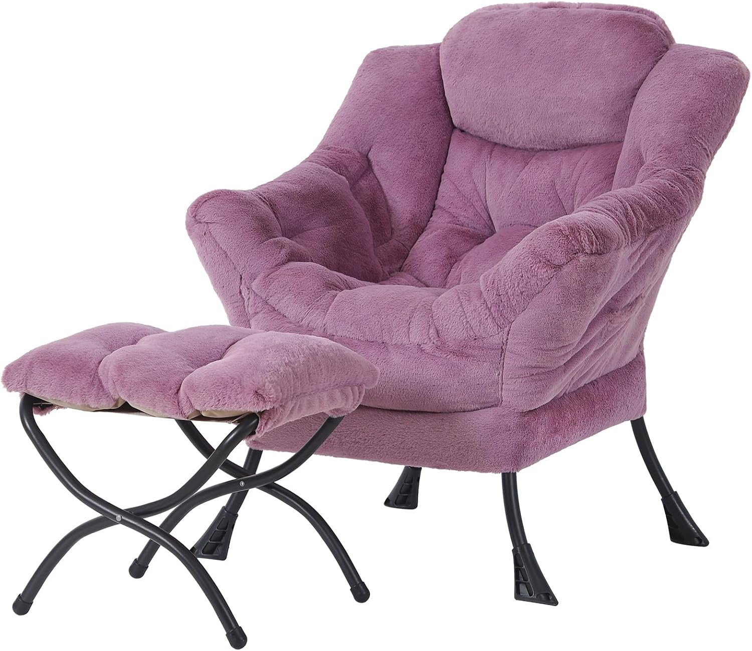 Lazy Chair with Ottoman, Reading Chair with Footrest, Dark Grey - Image 27