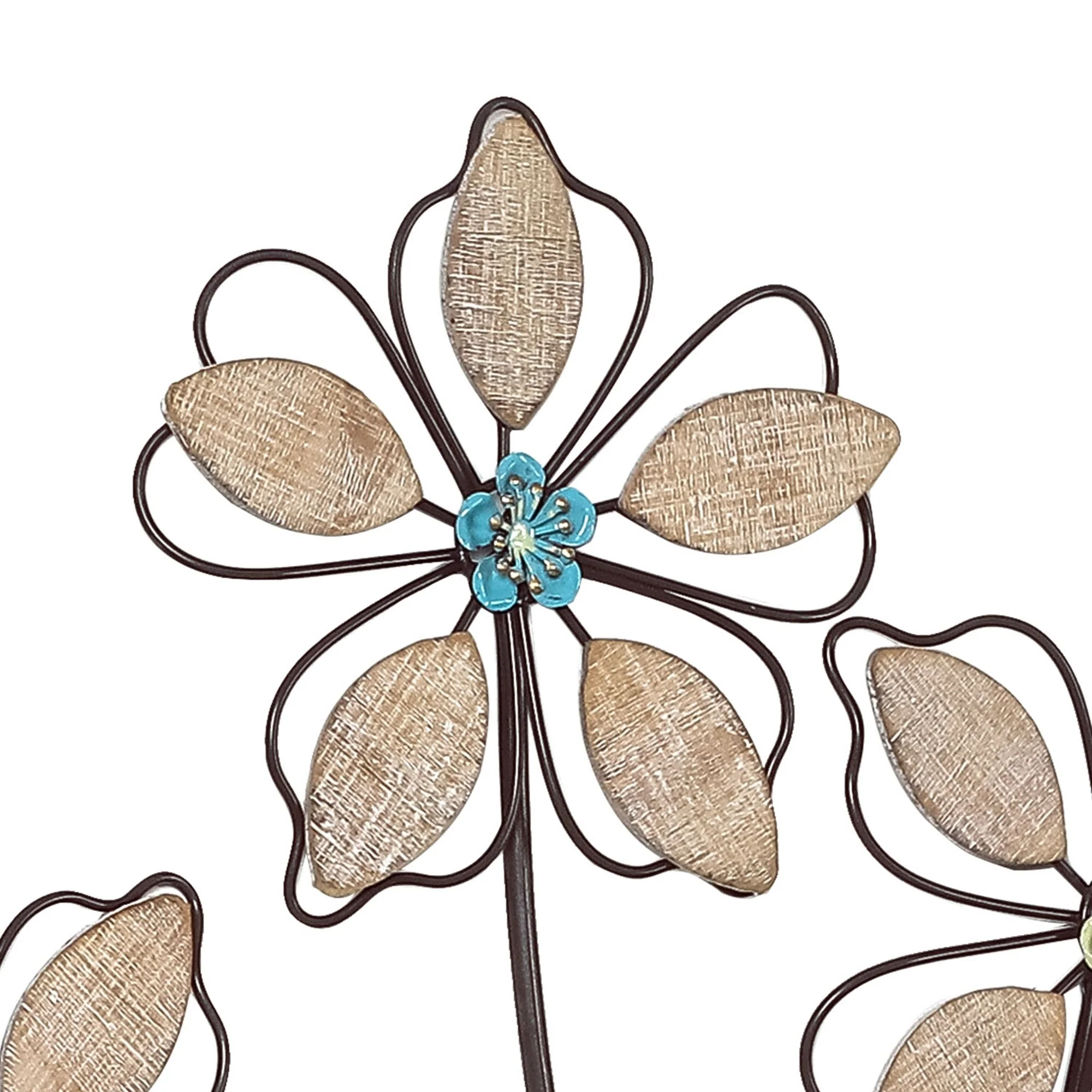 Metal Wall Decor with 5 Flowers, Decorative Floral Wall Hanging Sculpture for Living Room, Bedroom and Home Decoration - Image 4