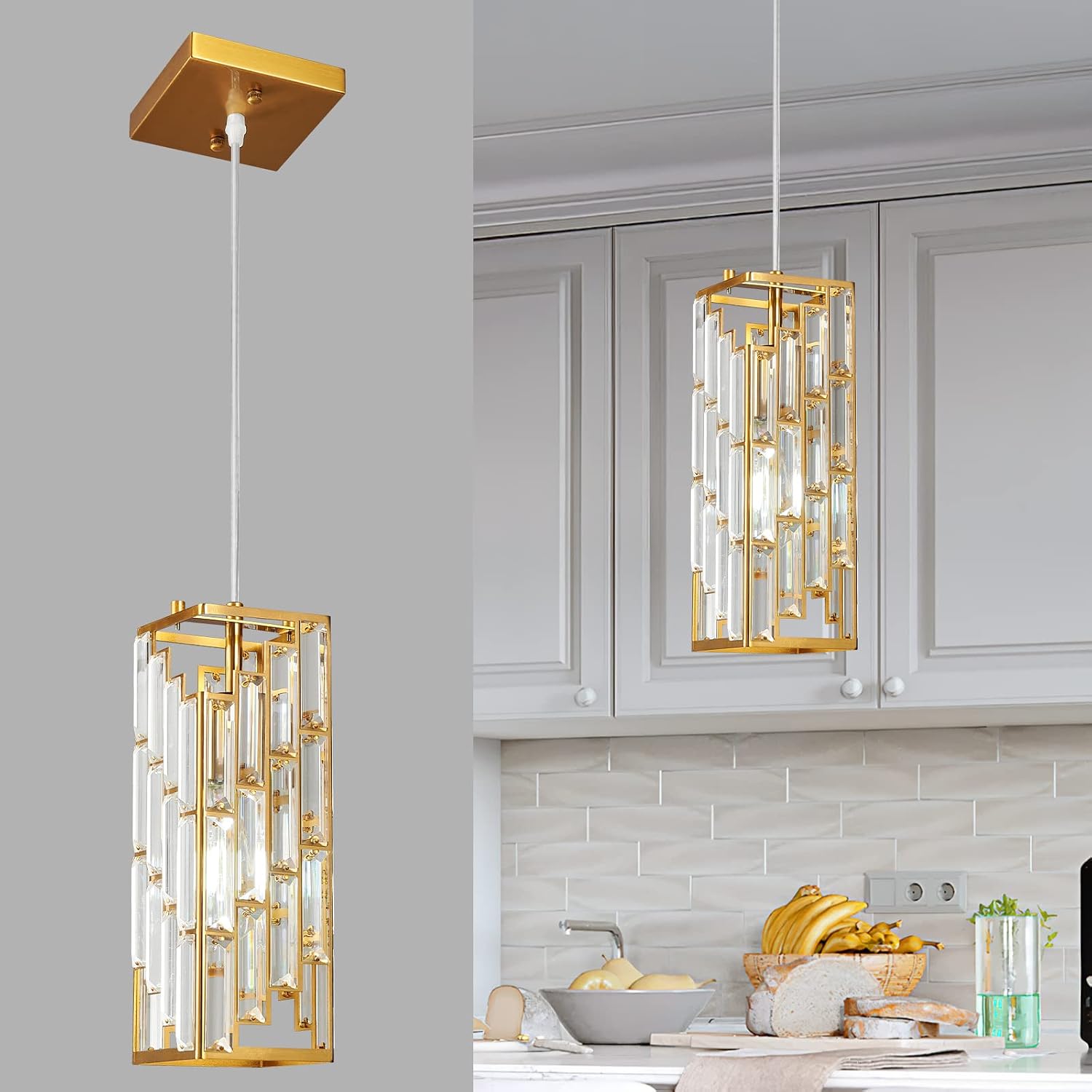 Black Pendant Lighting, Modern Pendant Light, Mini Crystal Chandeliers, Adjustable Pendant Light Fixture for Kitchen Island, Dining Room & Bedroom (3 Pack) - Image 15