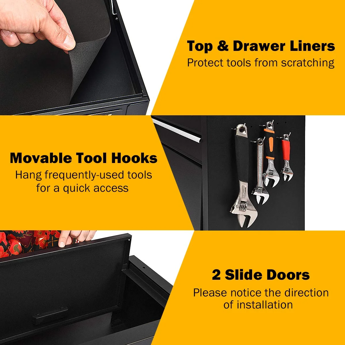 NIGSQJB 3-In-1 Tool Chest on Wheels with 6 Drawers, 52"H Tool Storage Cabinet with Auto Locking System,Detachable Top,Tool Box Organizer for Garage,Workshop,Repair Shop,DIY, Red - Image 16