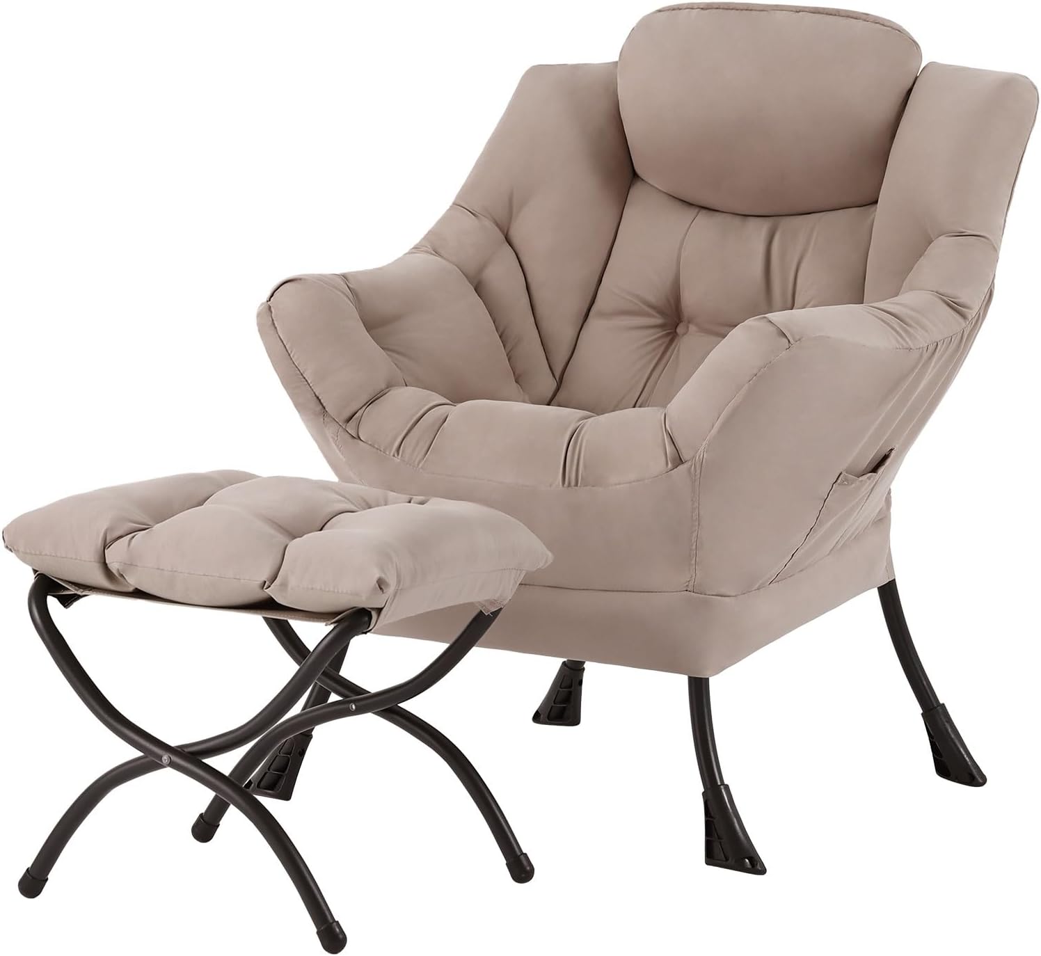 Lazy Chair with Ottoman, Reading Chair with Footrest, Dark Grey - Image 29