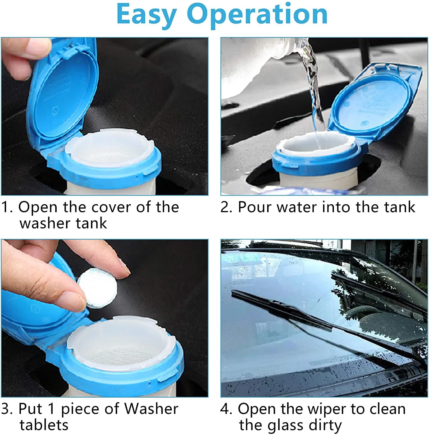 30 Pieces Car Effervescent Washer, Multifunctional Car Windshield Glass Concentrated Clean Washer Tablets, Glass Solid Wiper Cleaning Tablets for Car Kitchen Window - Image 6