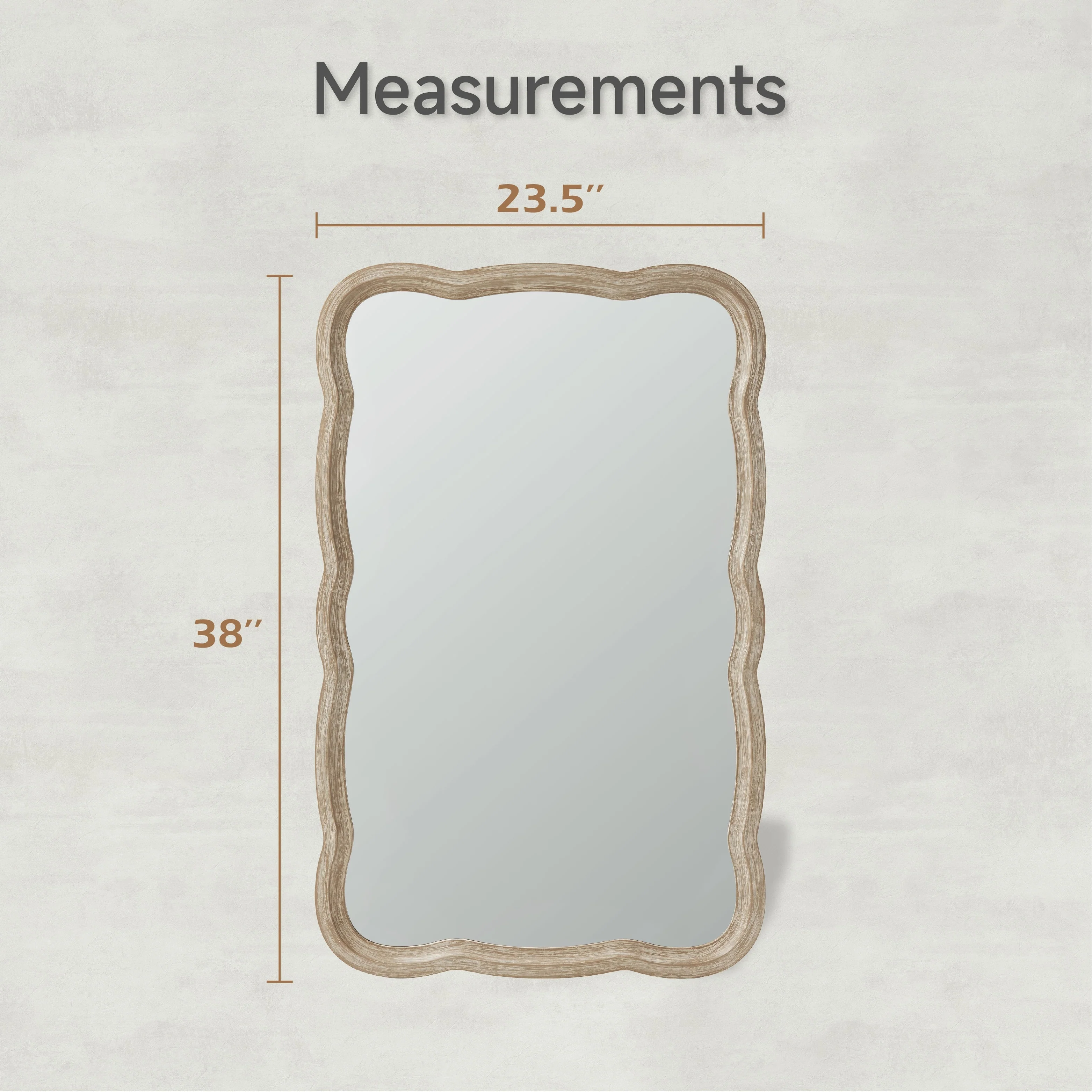 Curved Scallop Wood Frame Accent Mirror, Modern Decorative Wall Mirror for Living Room, Bedroom and Entryway - Image 12