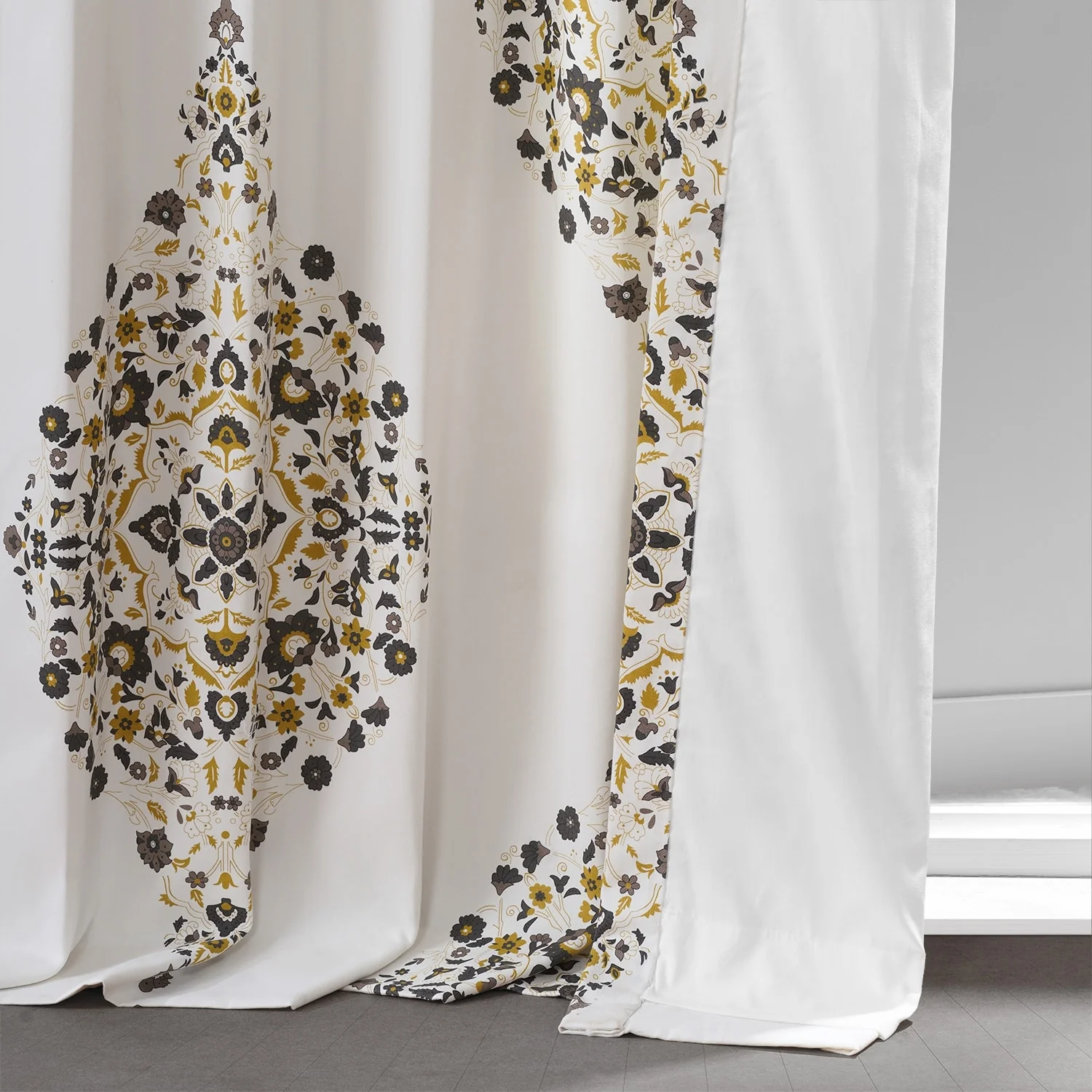 Medallion Damask Printed Cotton Room Darkening Curtain Panel, 1 Piece - Image 31