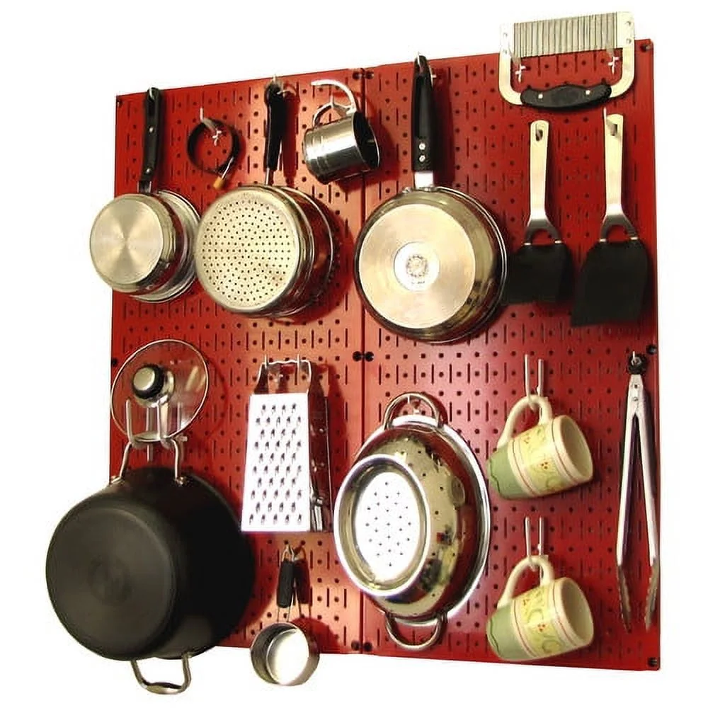 Wall Control Kitchen Pegboard Organizer Pots and Pans Pegboard Pack Storage and Organization Kit with Orange Pegboard and Blue Accessories - Image 6