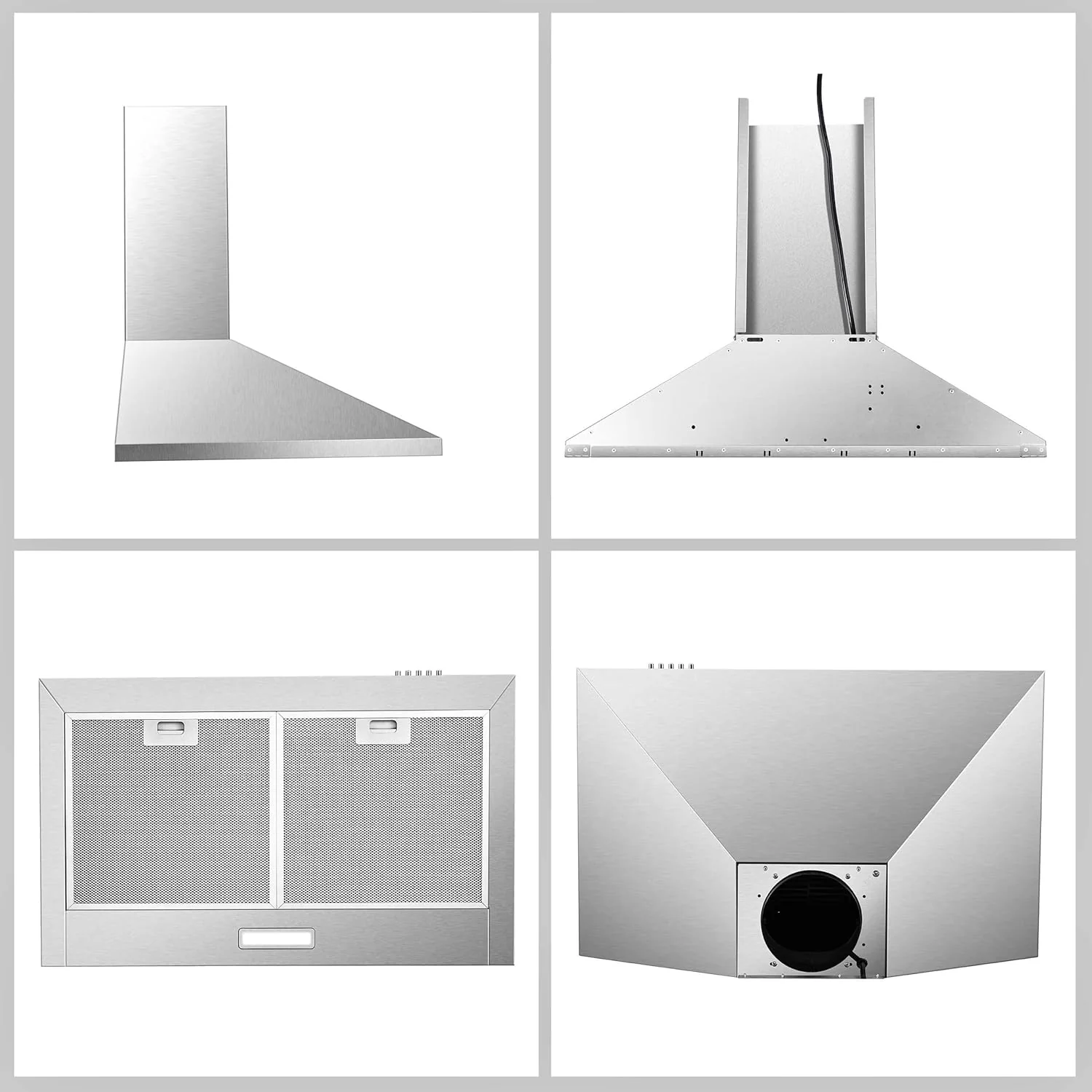30 Inch Wall Mount Stainless Steel Range Hood, Modern Kitchen Exhaust Vent Hood with LED Light - Image 7