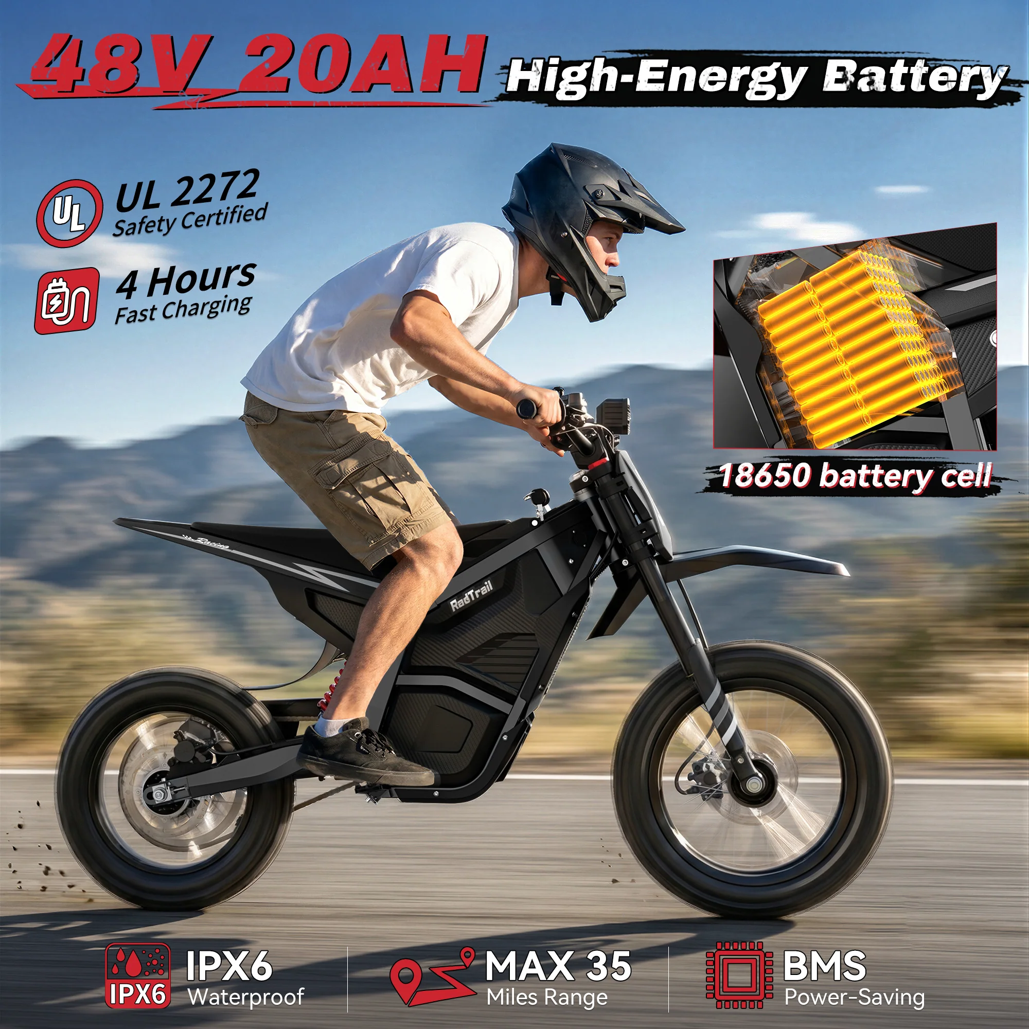 48V 2000W Peak Class Electric Dirt Bike Ages 13+ - Image 3