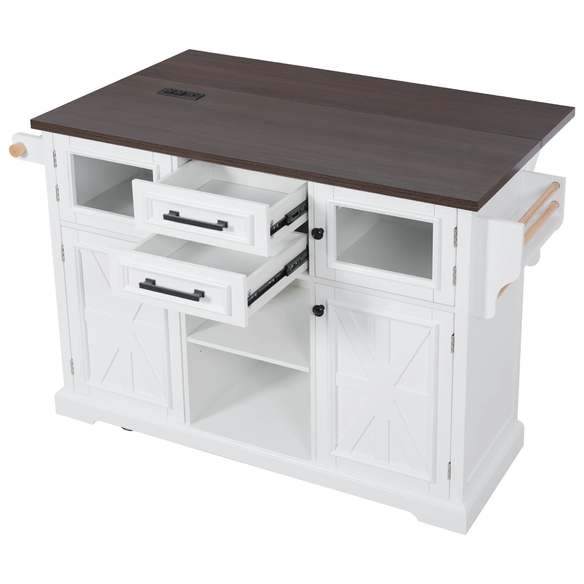Homy Casa Rolling Garage Storage Cabinet with Drop Leaf, Charging Station for Office Gym, School - Image 9