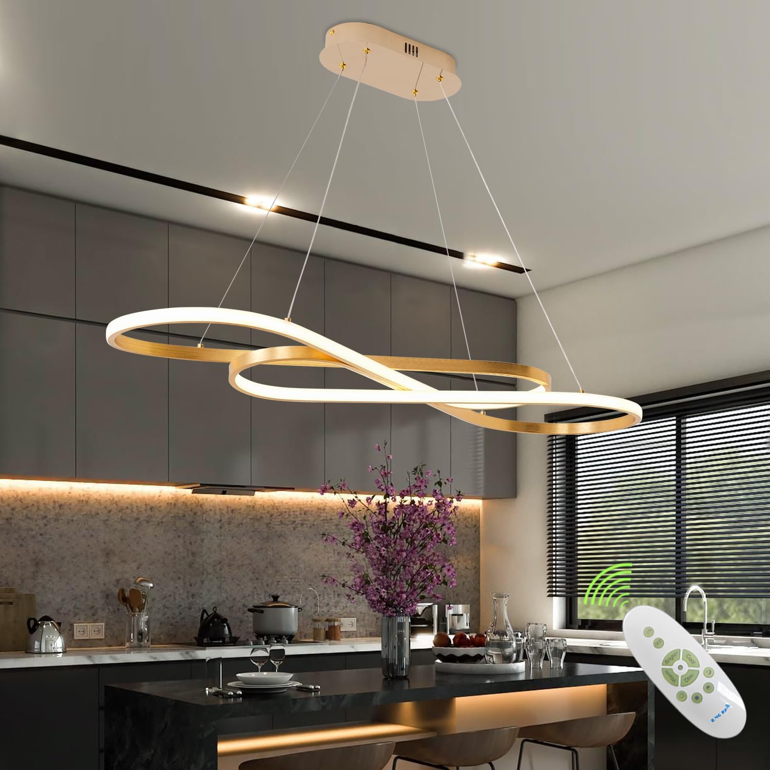Minimalist Dimmable LED Pendant Chandelier with Remote Control - Image 15