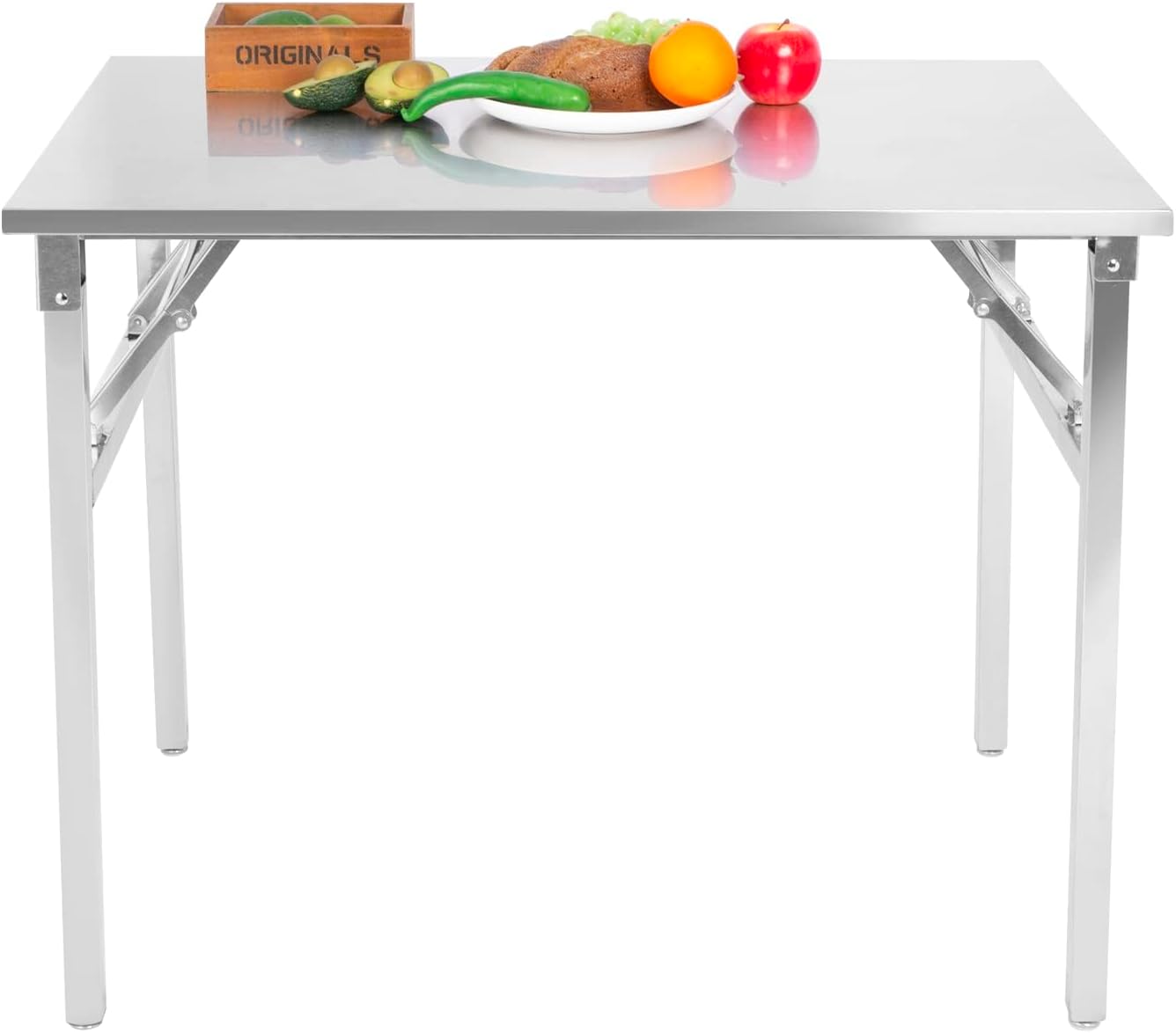 Small Stainless Steel Folding Table, Portable Camp Picnic Party Dining Table No Assembly Sturdy Small Folding Desk Kitchen Prep Table(32" x 16") - Image 3