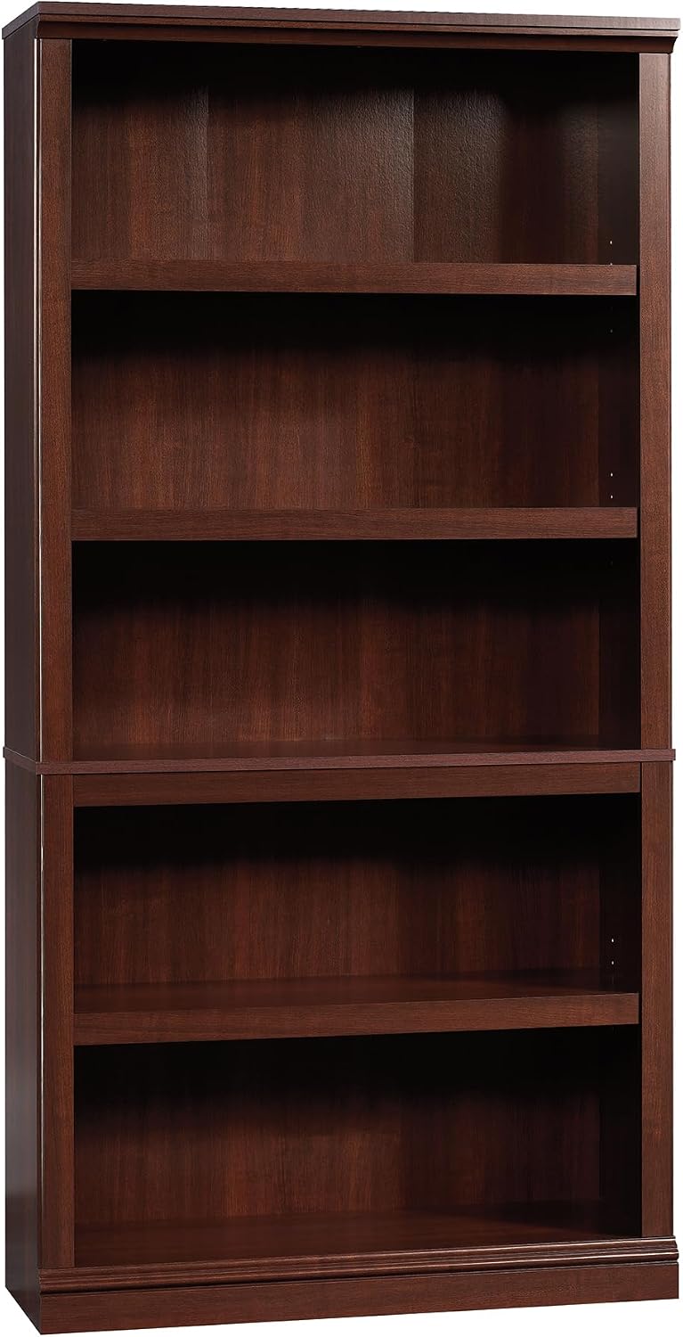 5-Shelf Split Bookcase / Bookshelf, Oiled Oak Finish - Image 5
