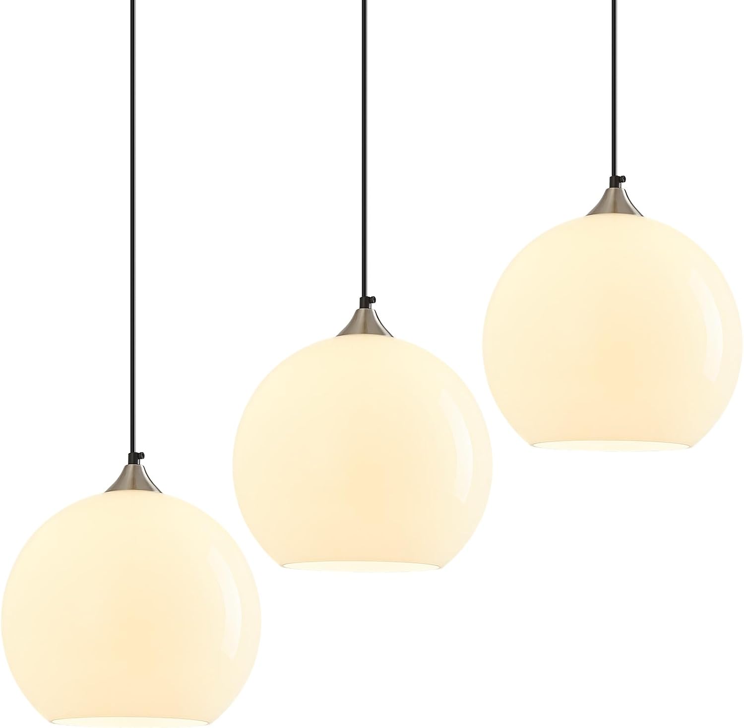 Amber Pendant Lights Kitchen Island 3 Pack, 5.9 in Seeded Glass Globe - Image 10
