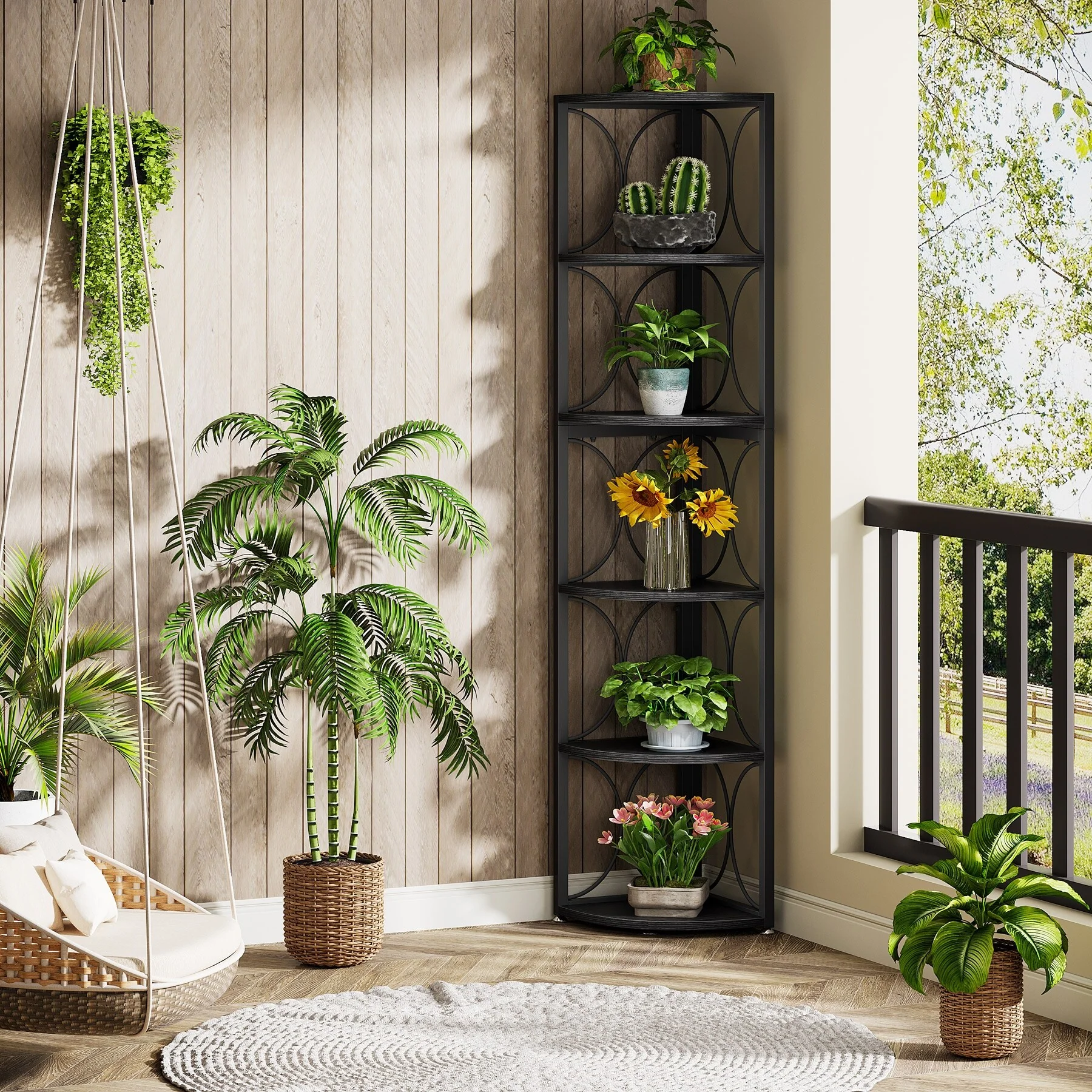 67 Inch Tall Corner Shelf, Freestanding Corner Bookshelf and Storage Shelving Unit - Image 18