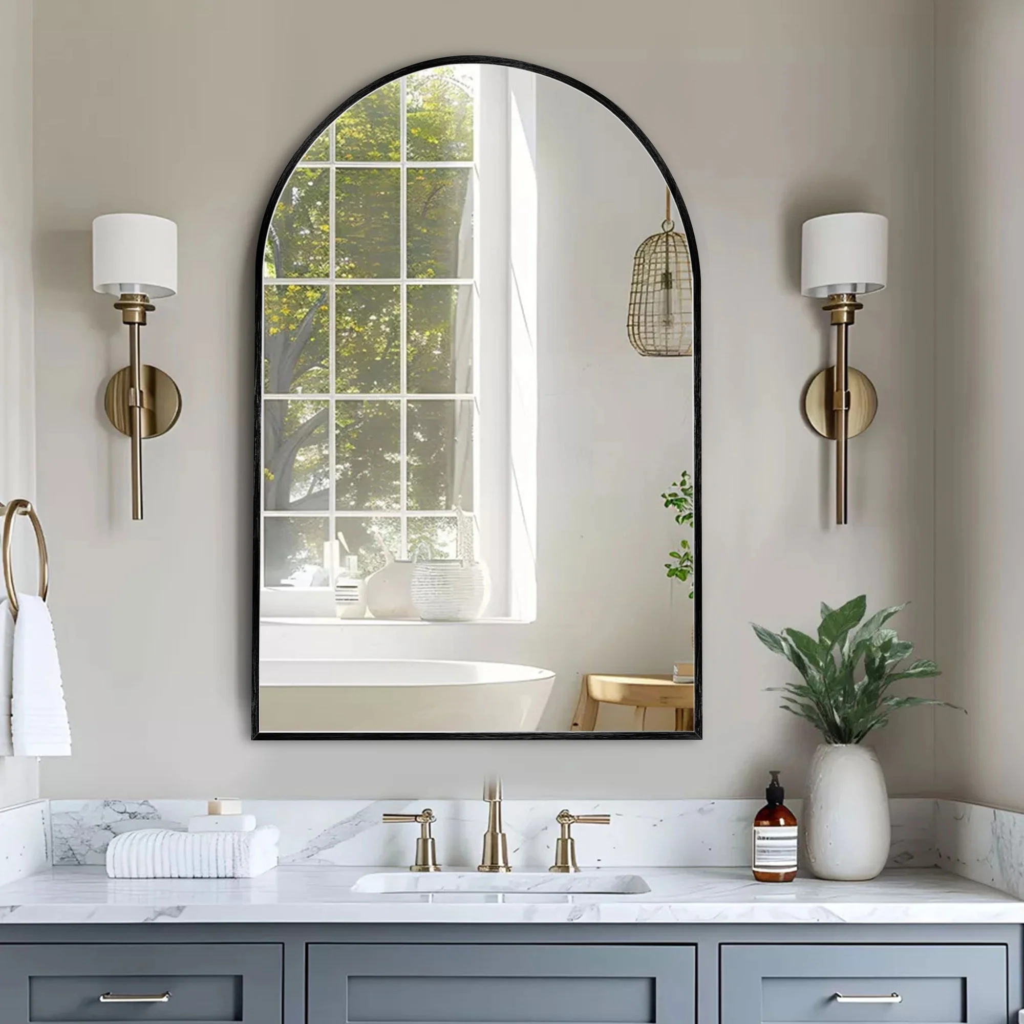 Modern Arch Aluminum Bathroom Wall Mirror, Wall Mounted Vanity Mirror for Bathroom, Bedroom and Home Decor - Image 30