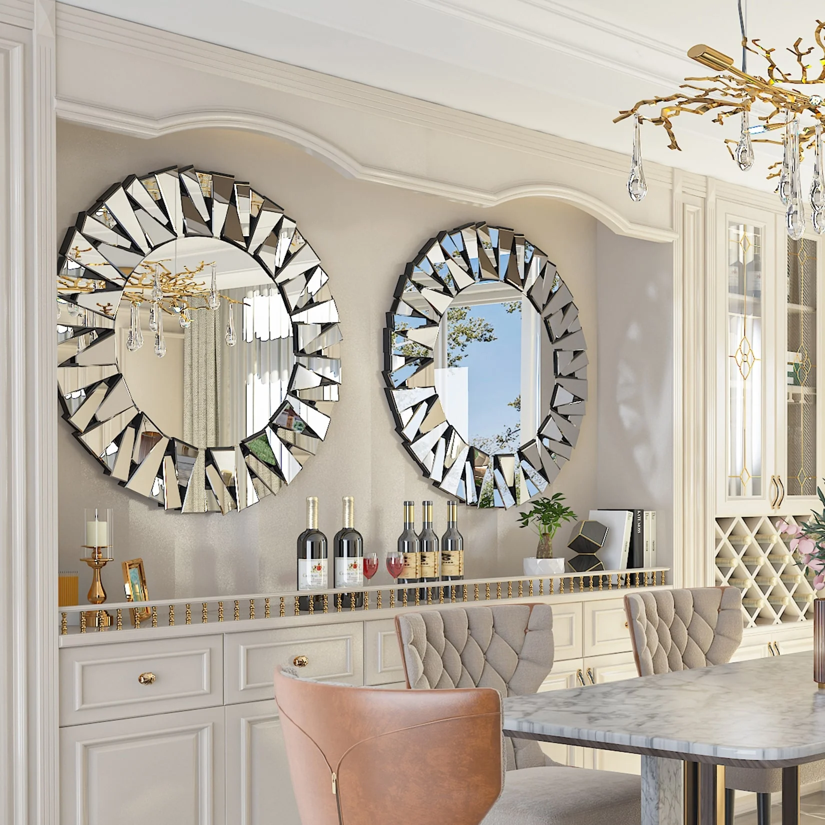 32 Inch Round Decorative Wall Mirror, Glass Accent Mirror for Home Decor - Image 4