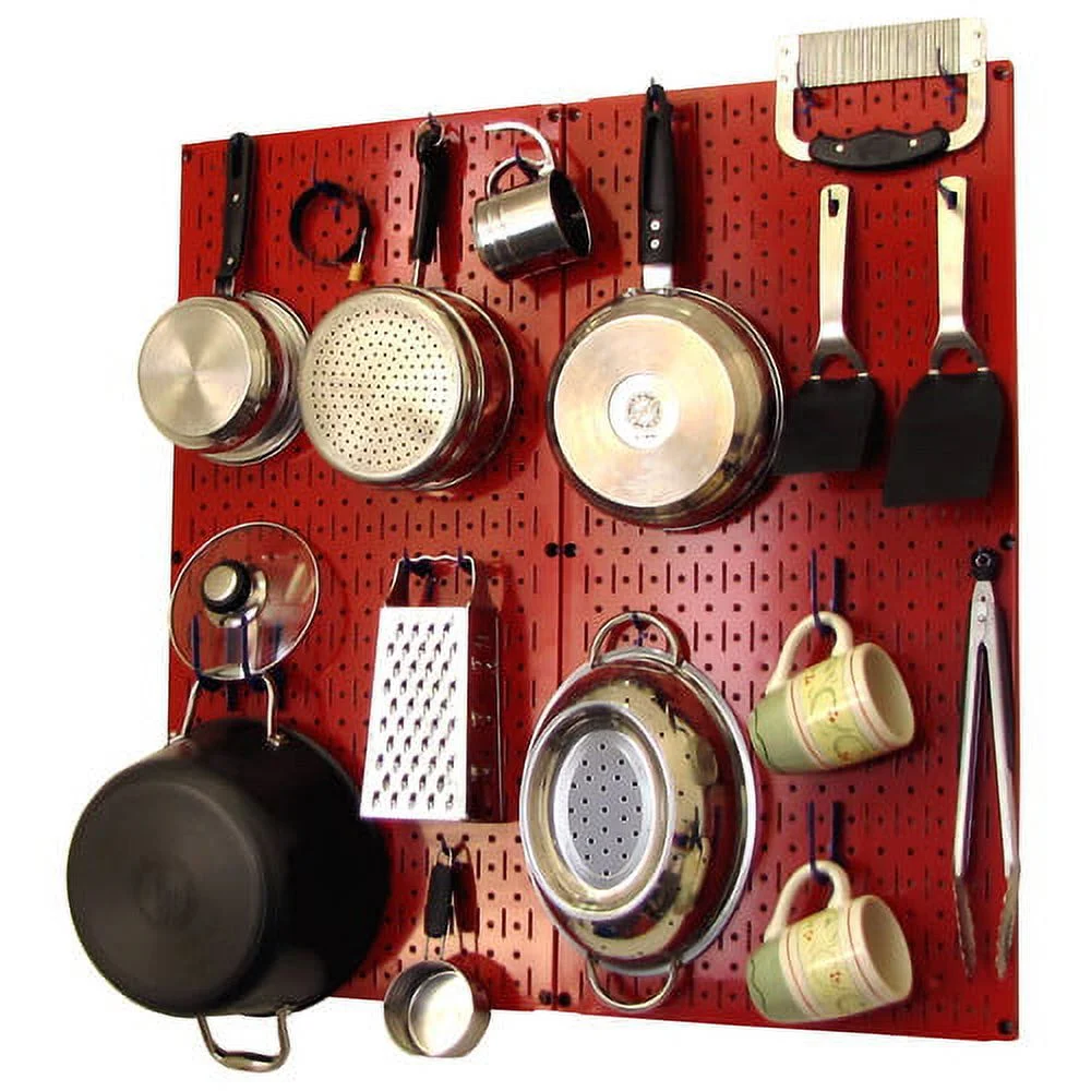 Wall Control Kitchen Pegboard Organizer Pots and Pans Pegboard Pack Storage and Organization Kit with Orange Pegboard and Blue Accessories - Image 4