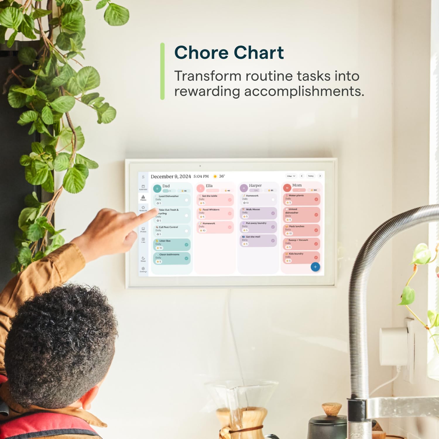 15 Inch Digital Wall Planner & Chore Chart, Smart Family Calendar Organizer Display for Home Organization - Image 5