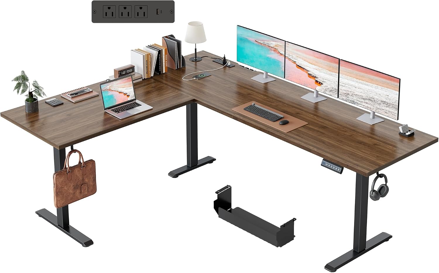 L Shaped Standing Desk 63 x 48 Inch, Electric Height Adjustable Corner Desk for Home Office Workstation, Ergonomic Sit to Stand Computer Table with Memory Controller, Rustic Brown - Image 31