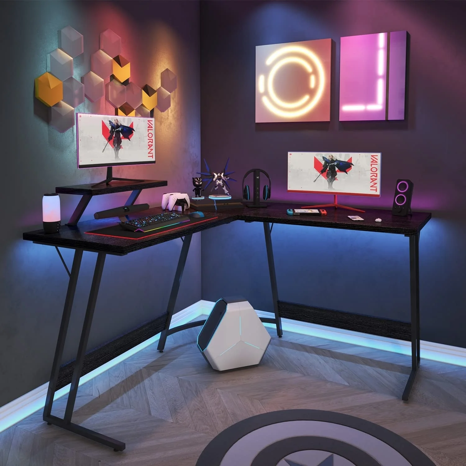 L Shaped Gaming Desk, Corner Computer PC Workstation for Gaming, Home Office and Study