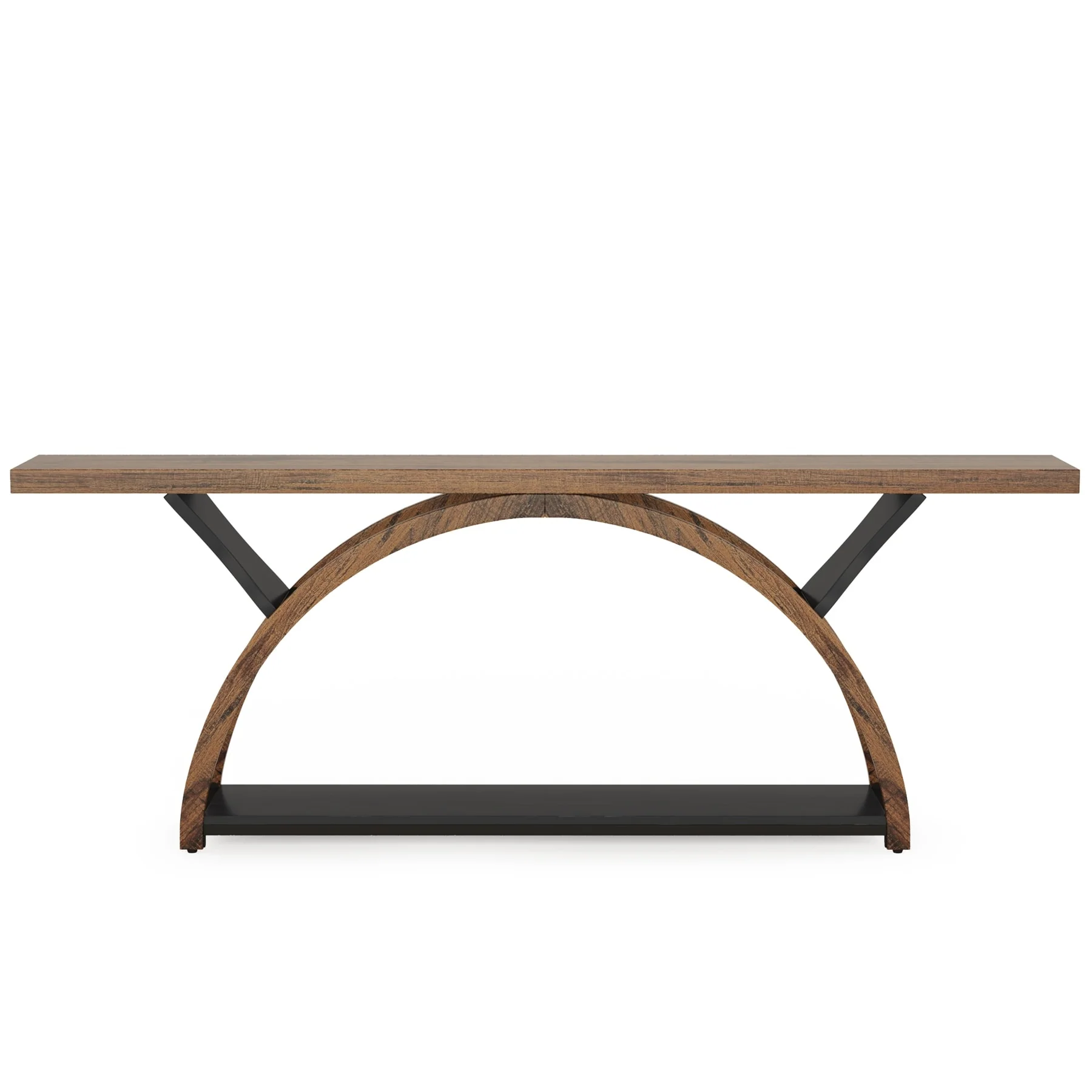 Gray 2-Tier Slim Console Sofa Table, Semi-Circular Metal Frame for Hallway - Image 25