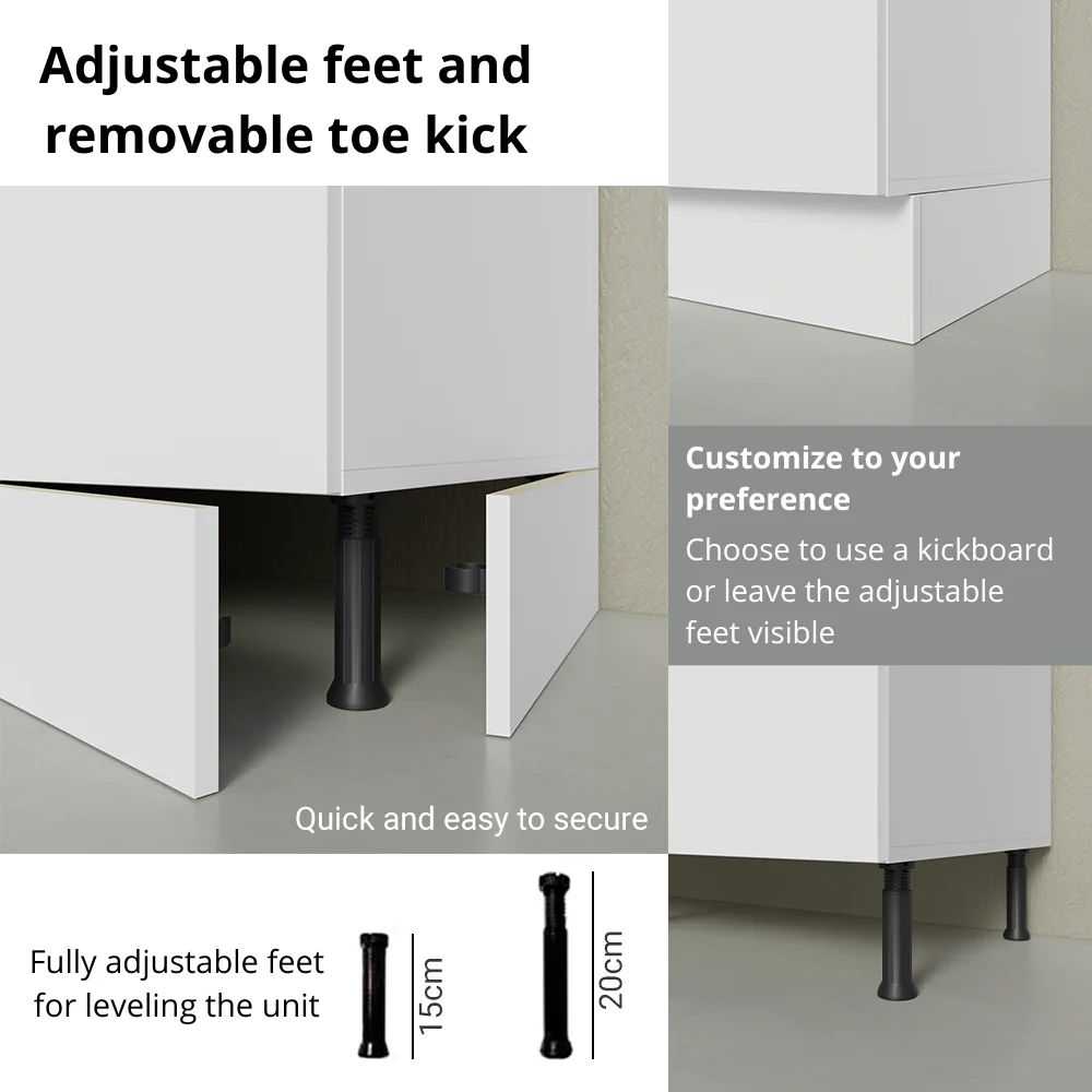 Madesa Garage and Utility Room Base Storage Cabinet with 2 Doors and 3 Drawers Storage Shelves 47 Inch Wooden Organization Unit - White - Image 4