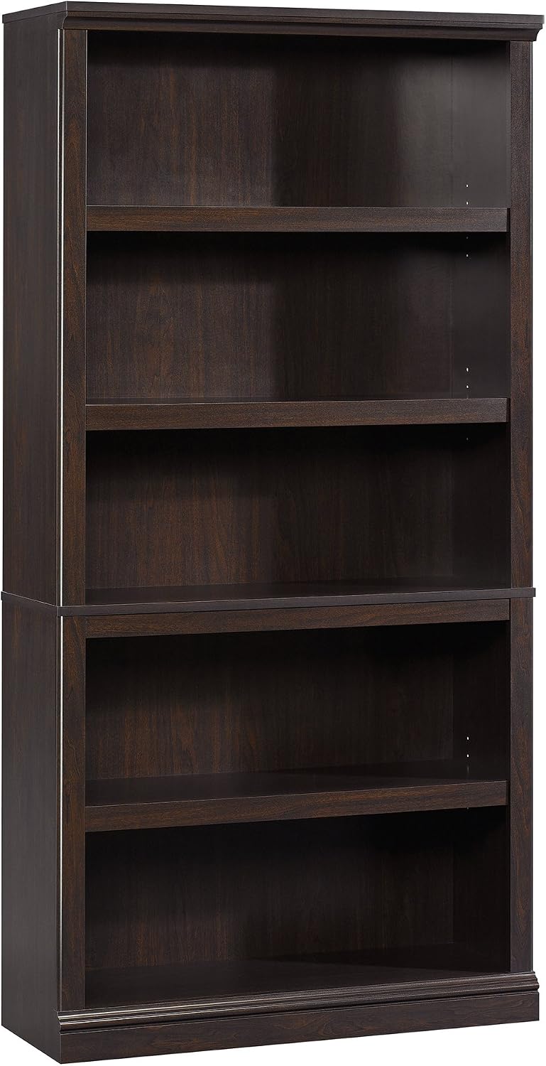 5-Shelf Split Bookcase / Bookshelf, Oiled Oak Finish - Image 10