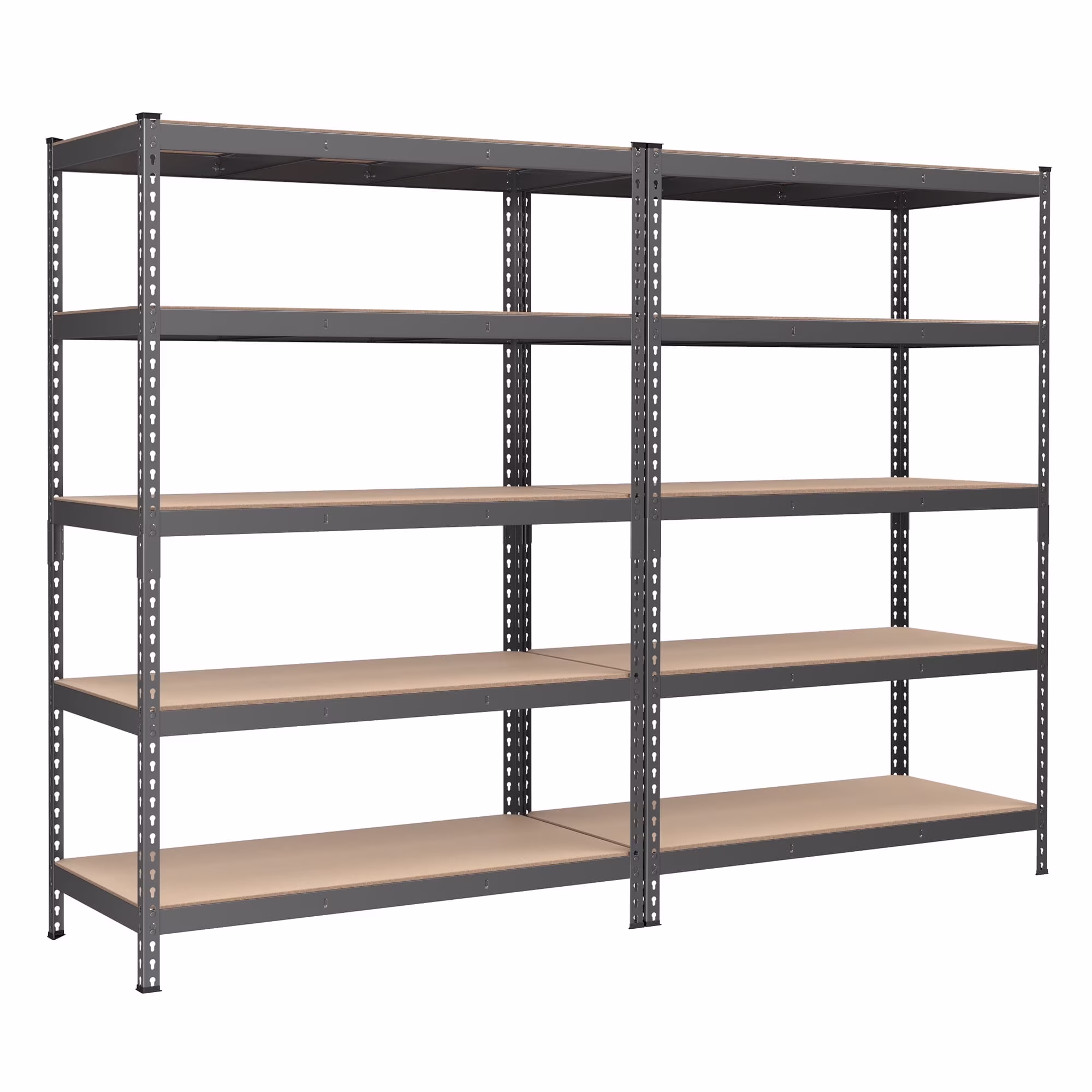 Set of 2 Heavy-Duty 5-Tier Storage Shelves, 2310 lb Total Capacity, Boltless Adjustable Steel Shelving Units for Garage Basement, 59.1" H, Black - Image 6