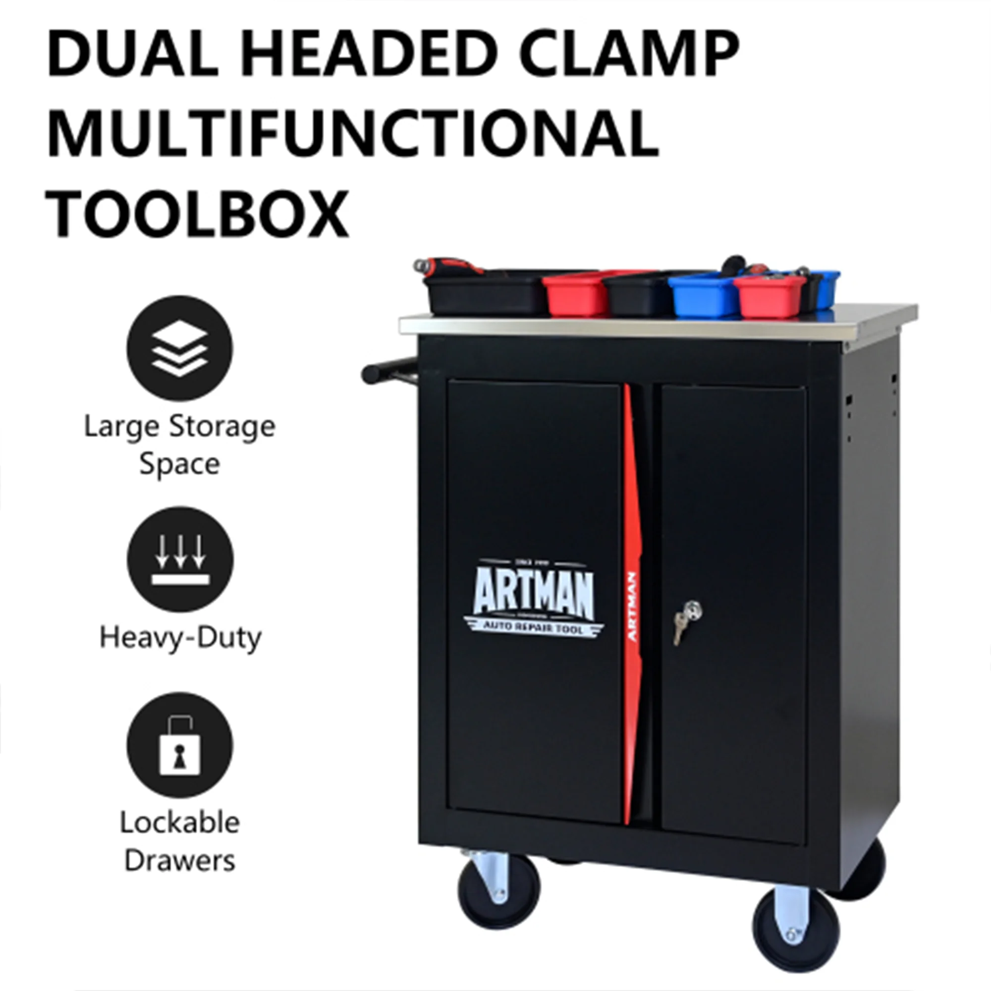 ARTMAN 6 Drawers Metal Rolling Storage Tool Chest Cabinet Cart with Wheels,with Key Locking and Parking Brake, Tool Box for Garage Workshop Warehouse - Image 35