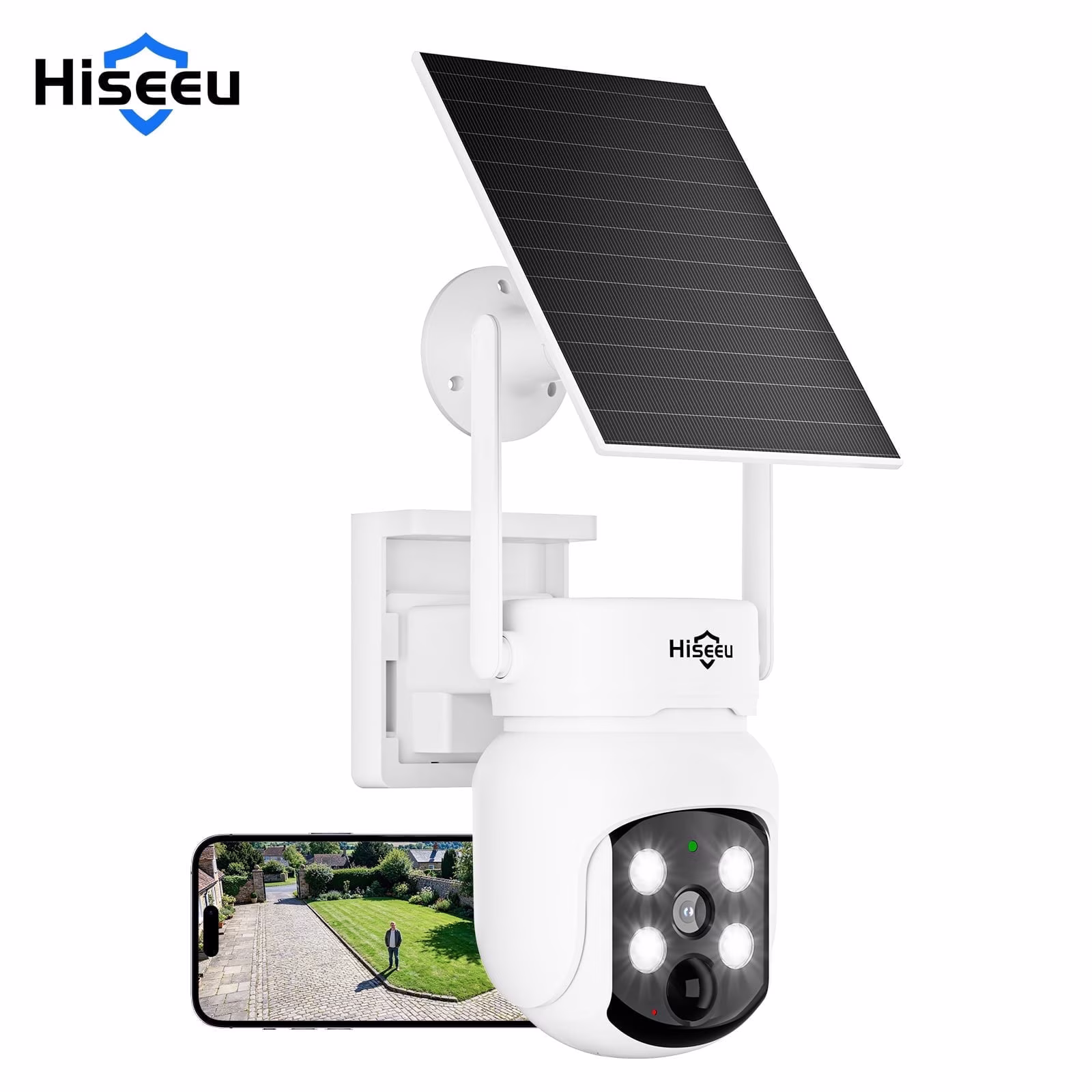 Hiseeu Outdoor Wireless Solar Security Camera System, 4-Camera Home WiFi Surveillance Kit with 10CH NVR, 500G HDD, 2K 4MP 360° View, Color Night Vision, PIR Human Detect, 2-Way Audio, IP66 - Image 2