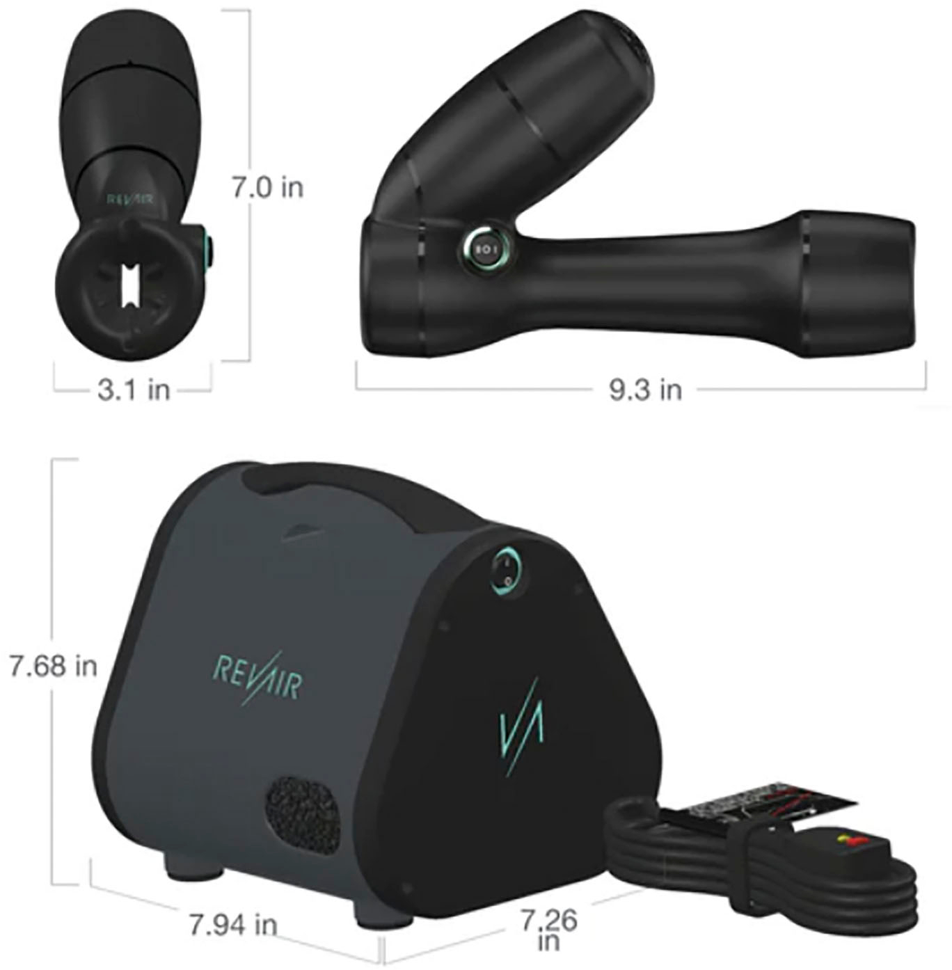 Reverse-Air Hair Dryer with Hair Clips Black - Image 3