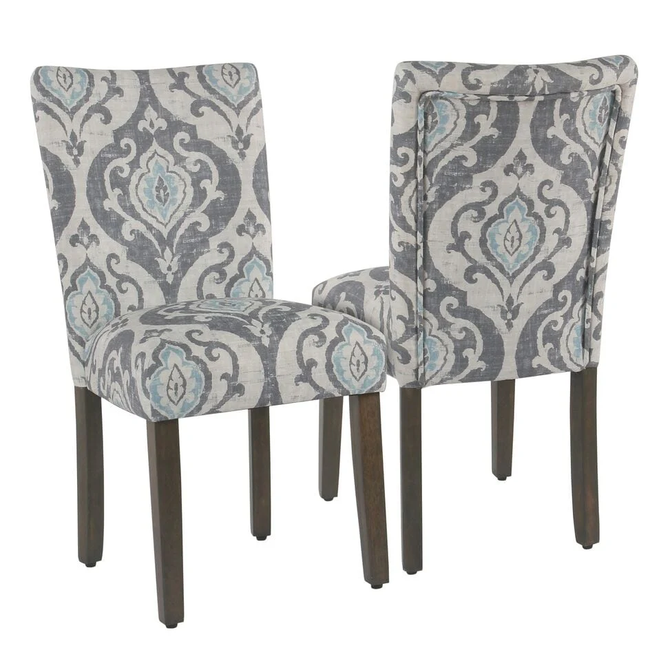Set of 2 Upholstered Medallion Dining Chairs, Comfortable Parsons Style Chairs for Kitchen and Dining Room - Image 2
