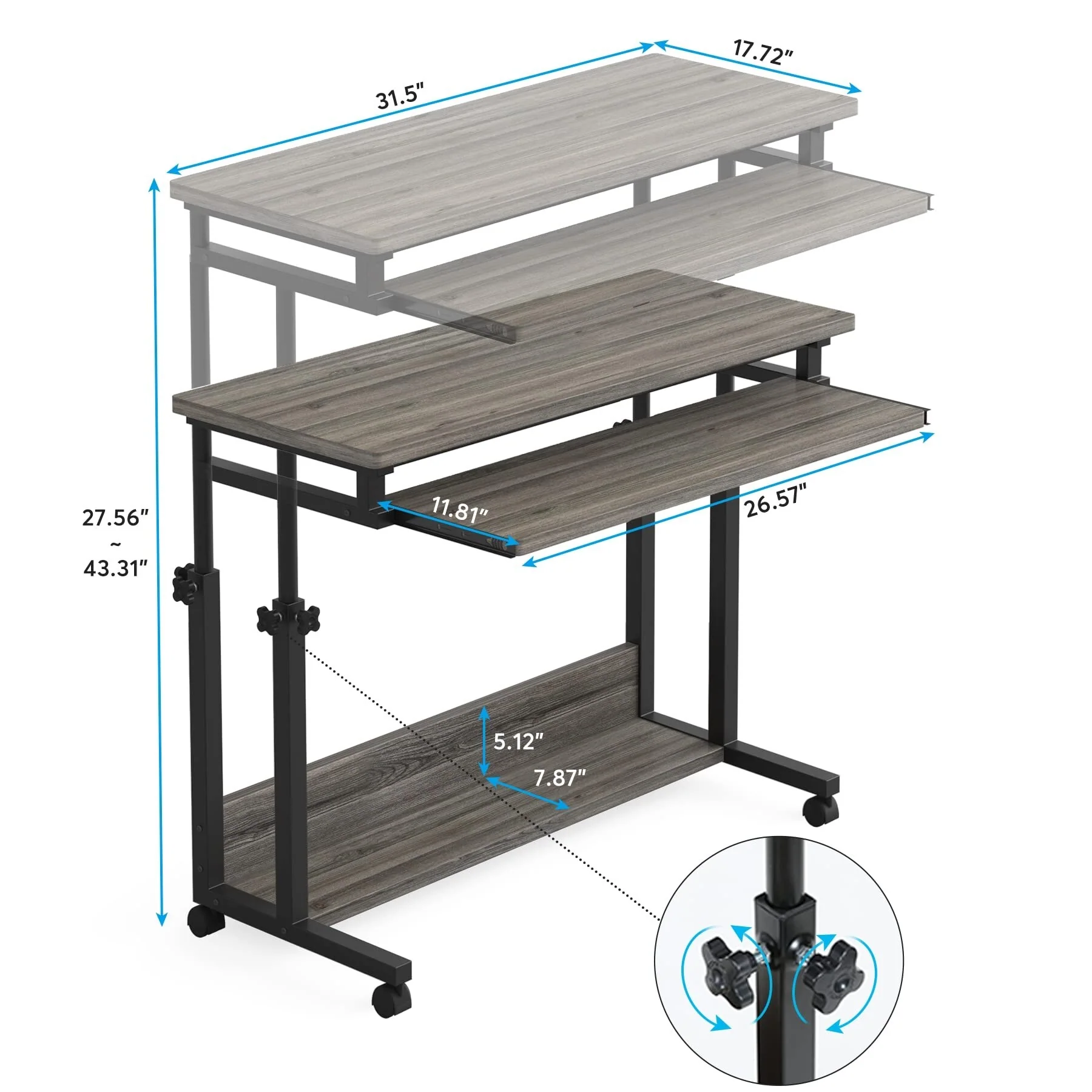 Height Adjustable Laptop Desk, Portable Sofa and Bed Table for Work and Study - Image 21