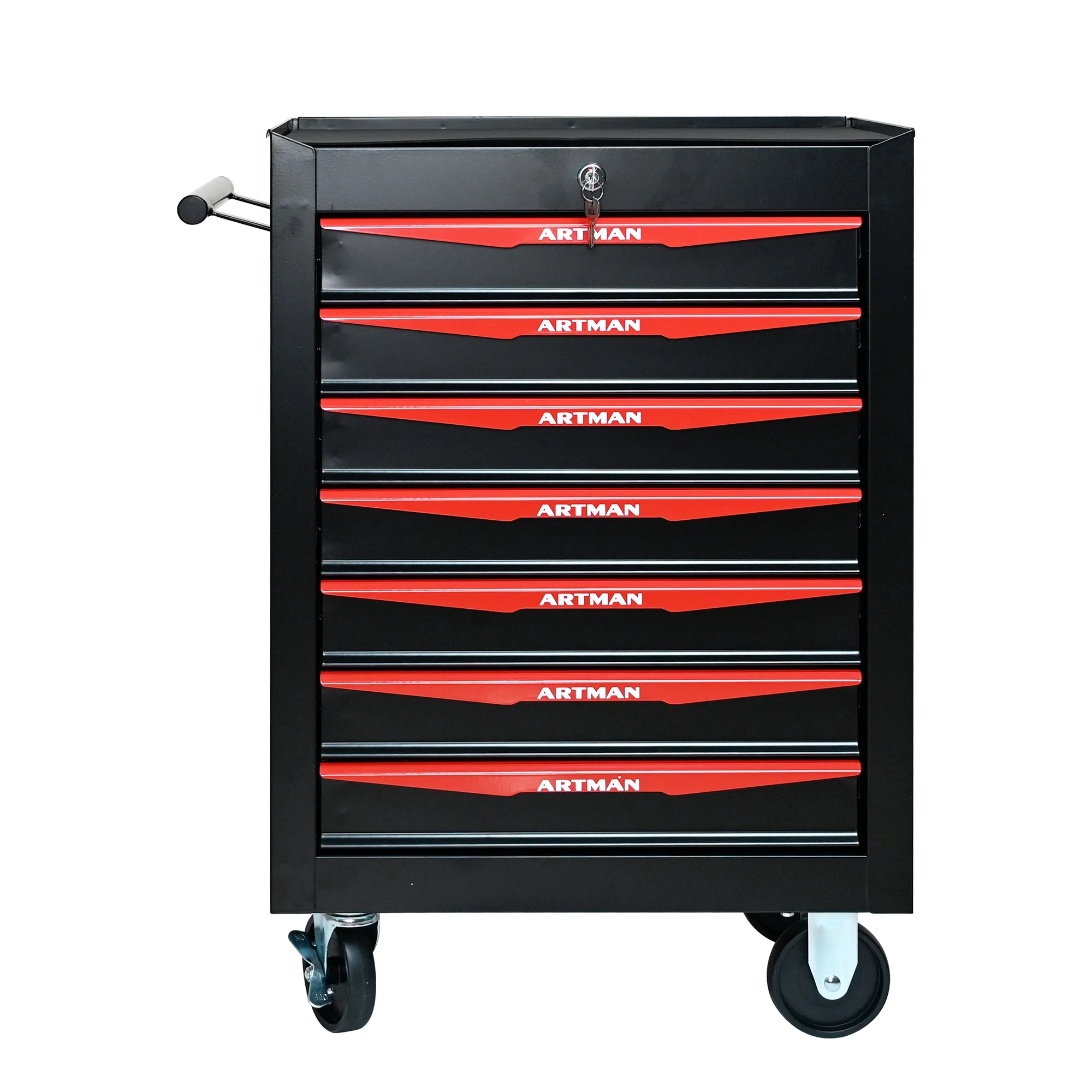Tool Cabinets Rolling Metal Tool Chest with 7 Drawers, 20" 7-Drawer Tool Chest Cabinet with Ball Bearing Drawer Slides, Steel Tool Storage Box Organizer -BLACK&RED,Garage Tool Cabinets - Image 10
