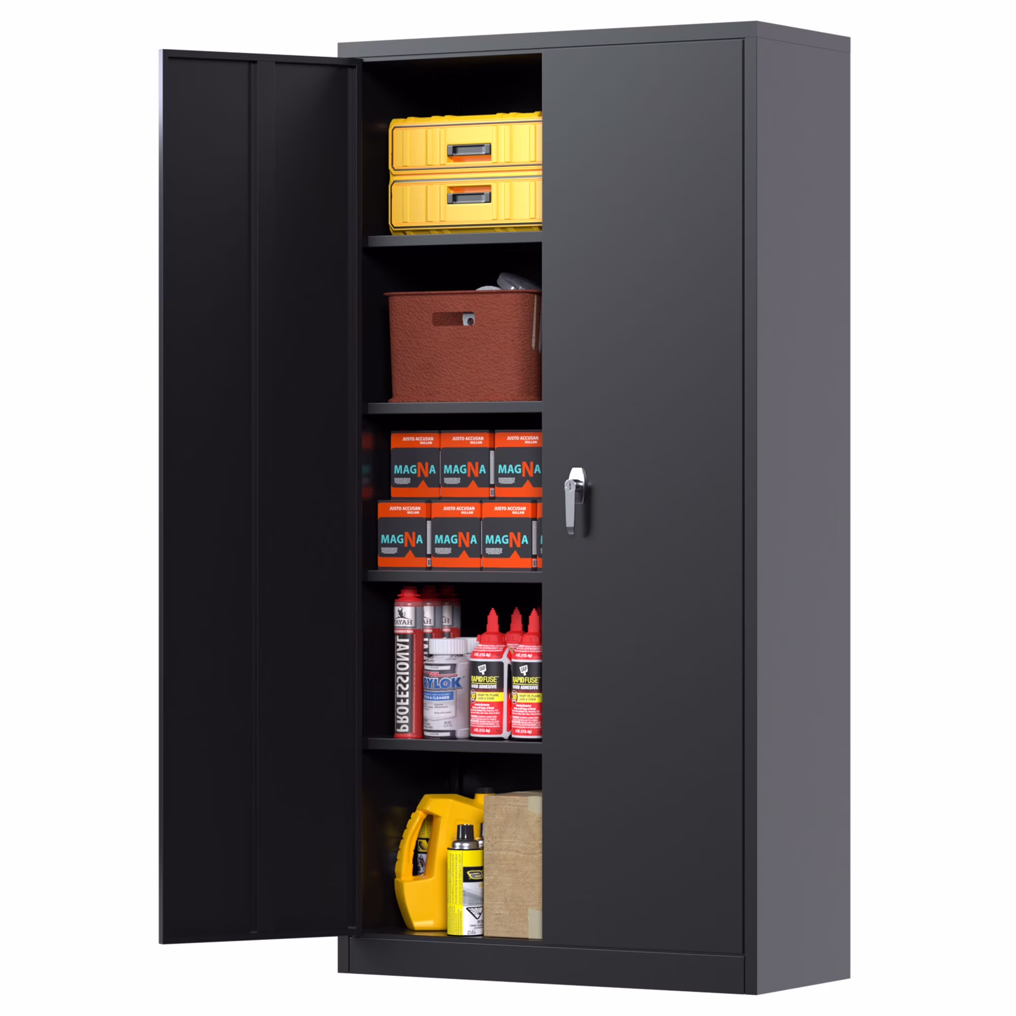 Aobabo 72 Inch Locking Storage Cabinet w/ Adjustable Shelves, Gray - Image 5
