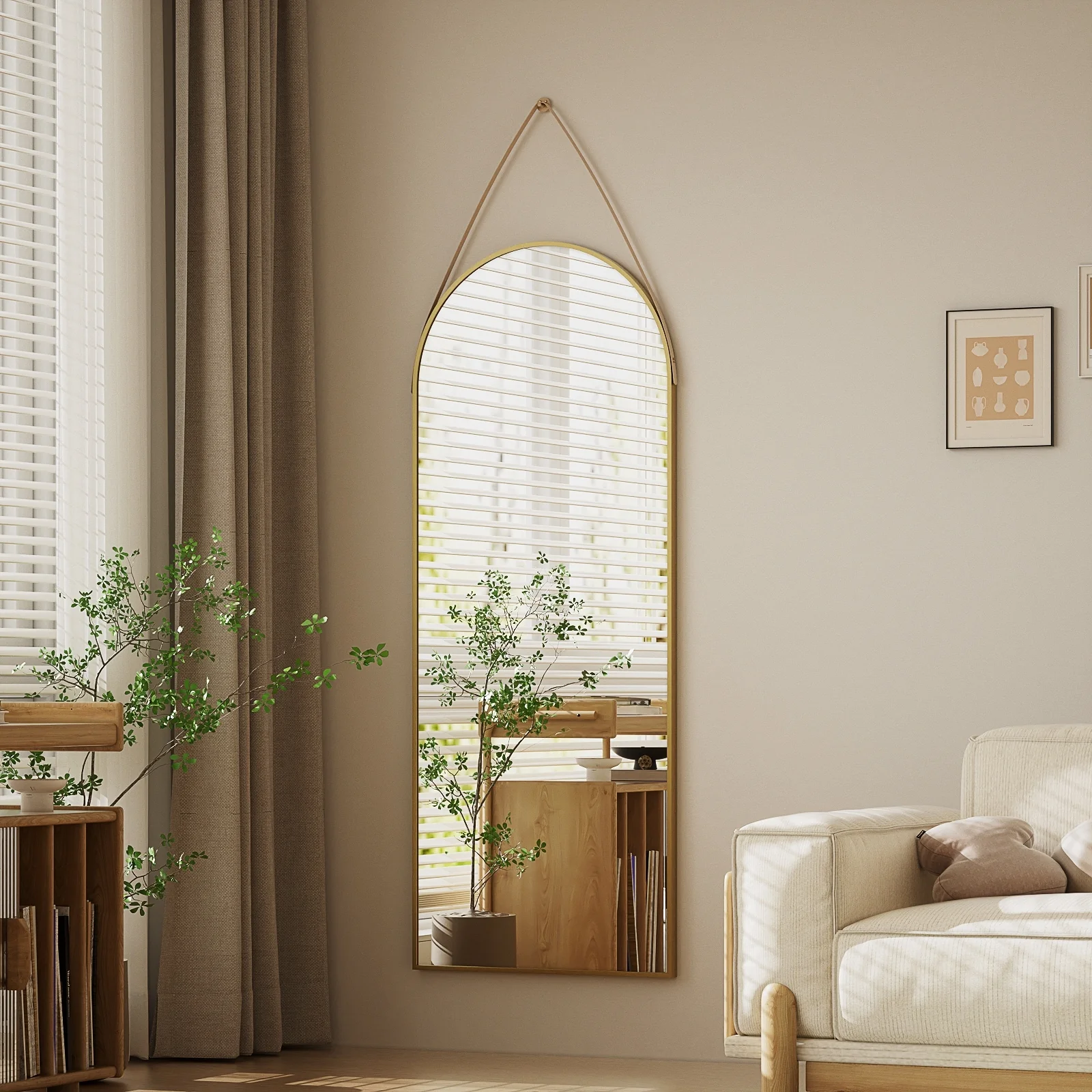 48 x 16 Inch Full Length Wall Mirror with Leather Strap, Hanging Full Body Mirror for Bedroom, Entryway and Home Decor - Image 27