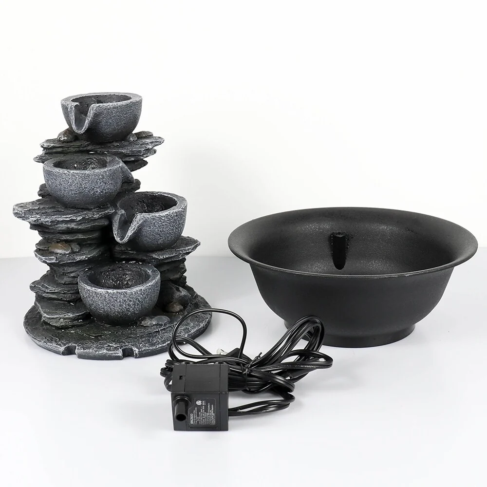 4-Tier Indoor Water Fountain, Relaxing Waterfall Feature for Home, Living Room and Bedroom Decor - Image 11
