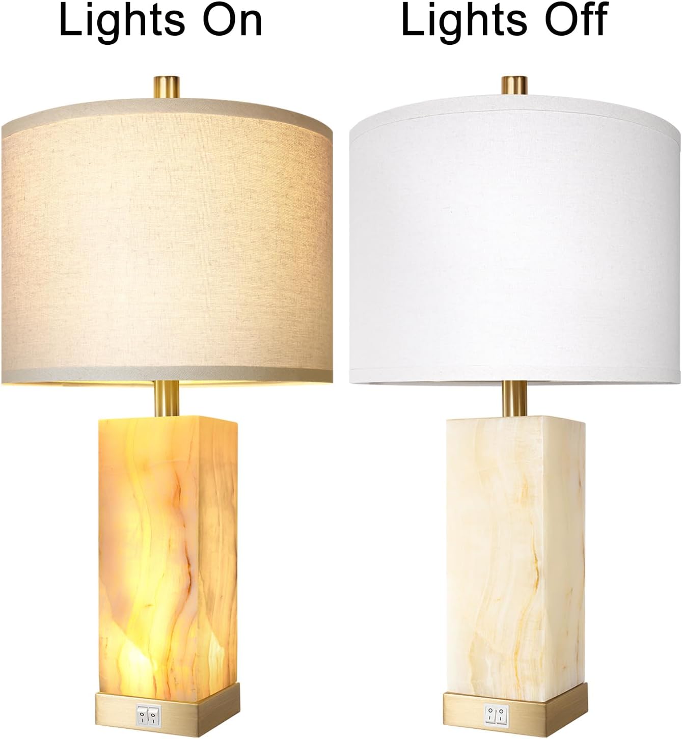 Translucent Marble Table Lamps with Night Light for Living Room - Image 8