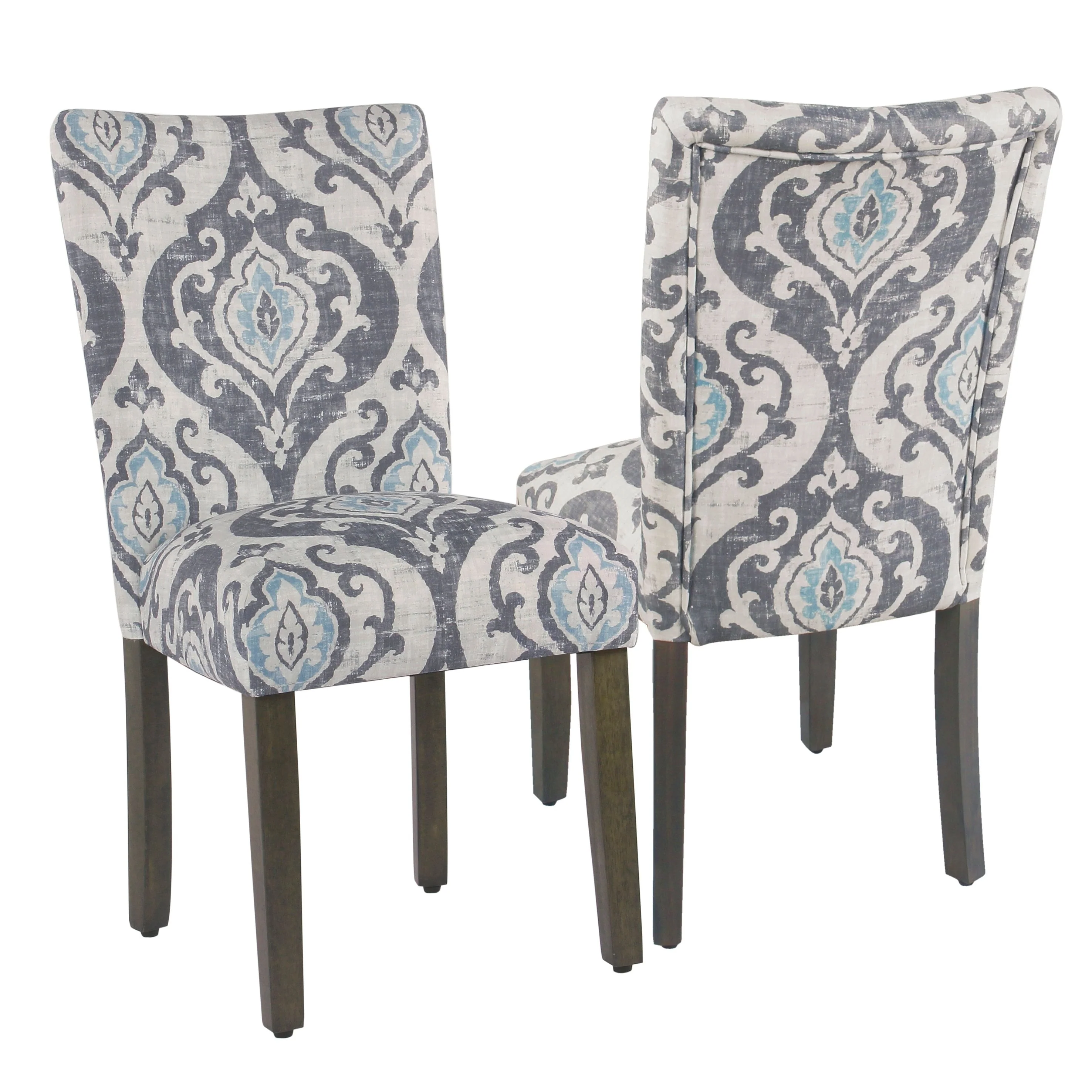 Set of 2 Upholstered Medallion Dining Chairs, Comfortable Parsons Style Chairs for Kitchen and Dining Room
