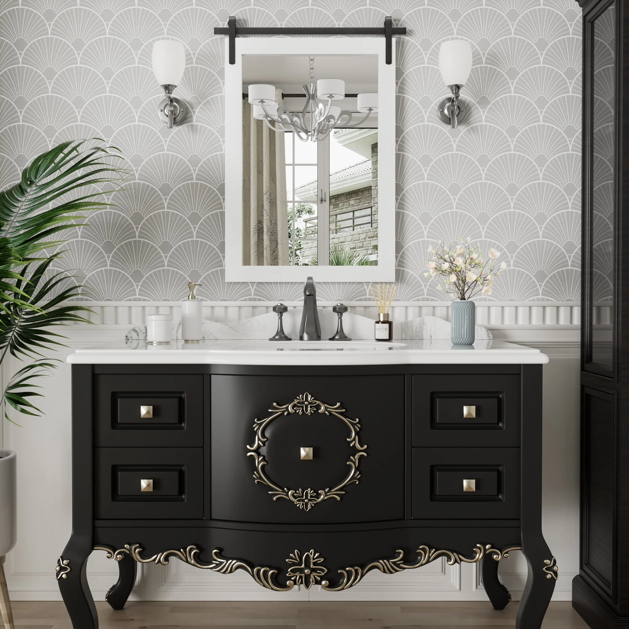 Modern Rectangular Wall Mirror with Wood Frame, Bathroom and Barn Door Mirror, Multiple Sizes - Image 21
