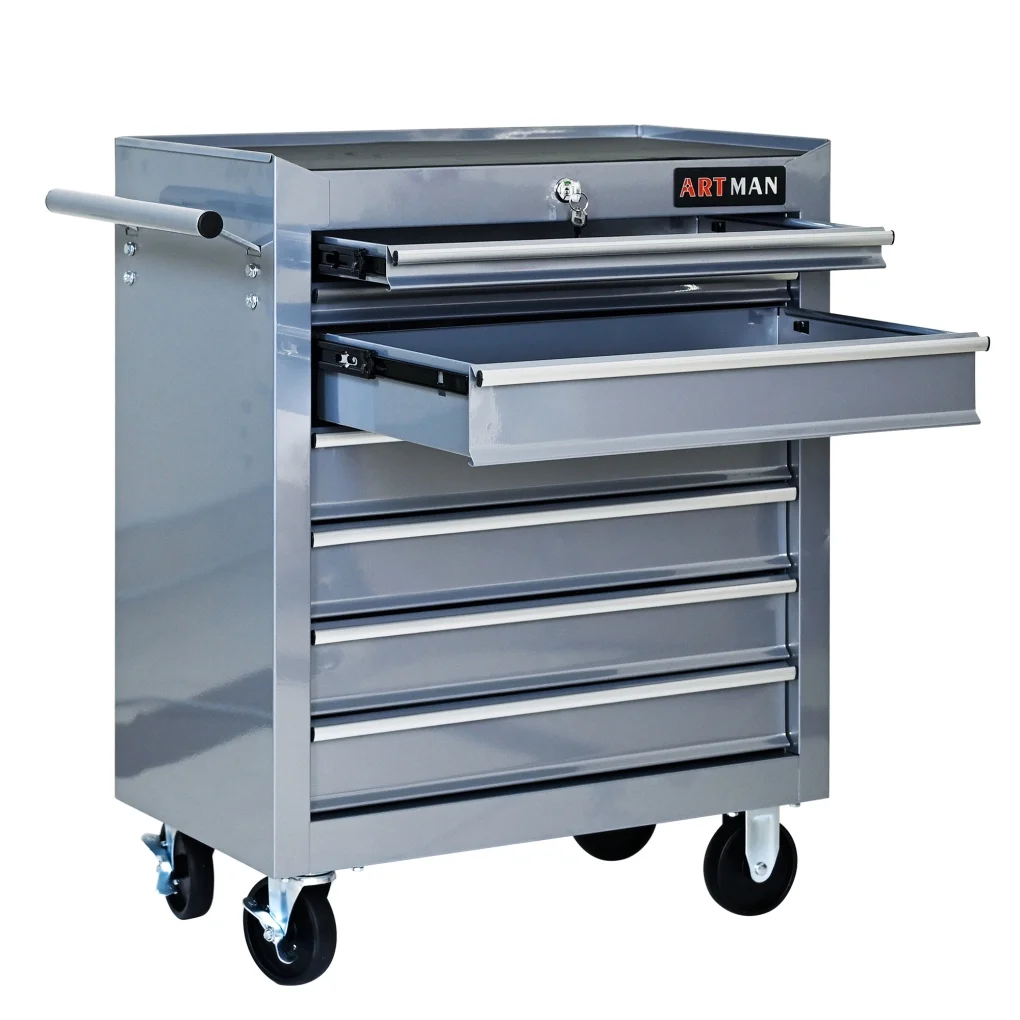 7-Drawer Metal Rolling Tool Chest with Wheels, Tool Storage Cabinet with Locking System, Toolbox with Wheels for Garage, Warehouse, Workshop, Repair Shop, Red - Image 19