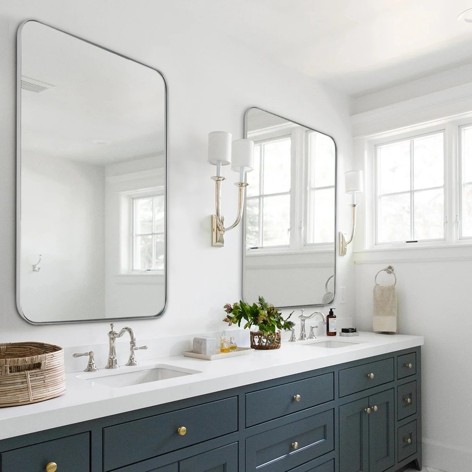 Wall Mirror Vanity Mirror, Bathroom Mirror with Rounded Corners, 1 Piece - Image 39