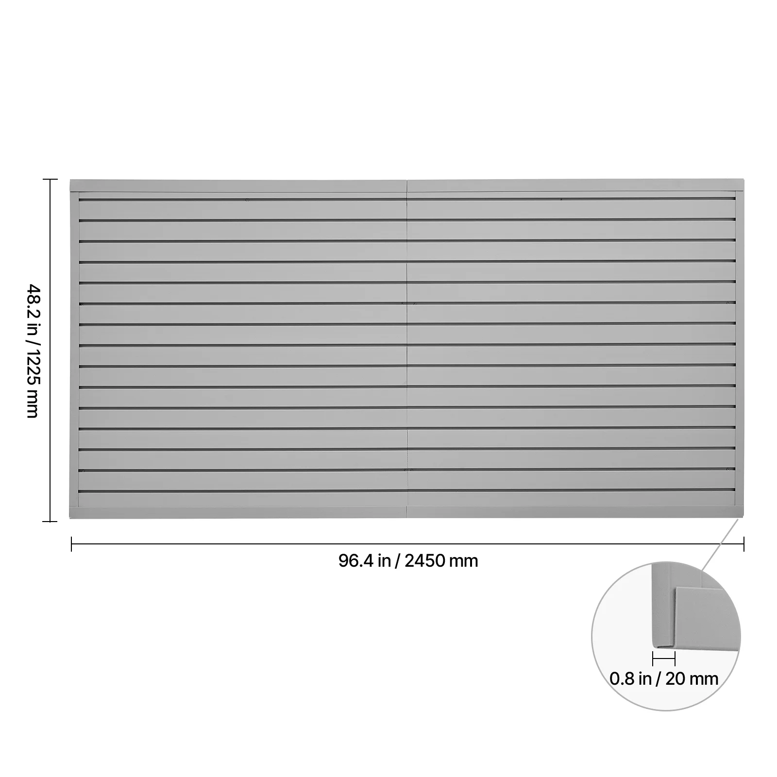 VEVOR Slat Wall Paneling,8 x 4 ft, PVC Garage Slatwall with Modular Design,Grey Slat Wall Easy-to-Install Adjustable Slatwall Panel with Coupling Structure & DIY Cutting,Fits for Storage & Display - Image 8