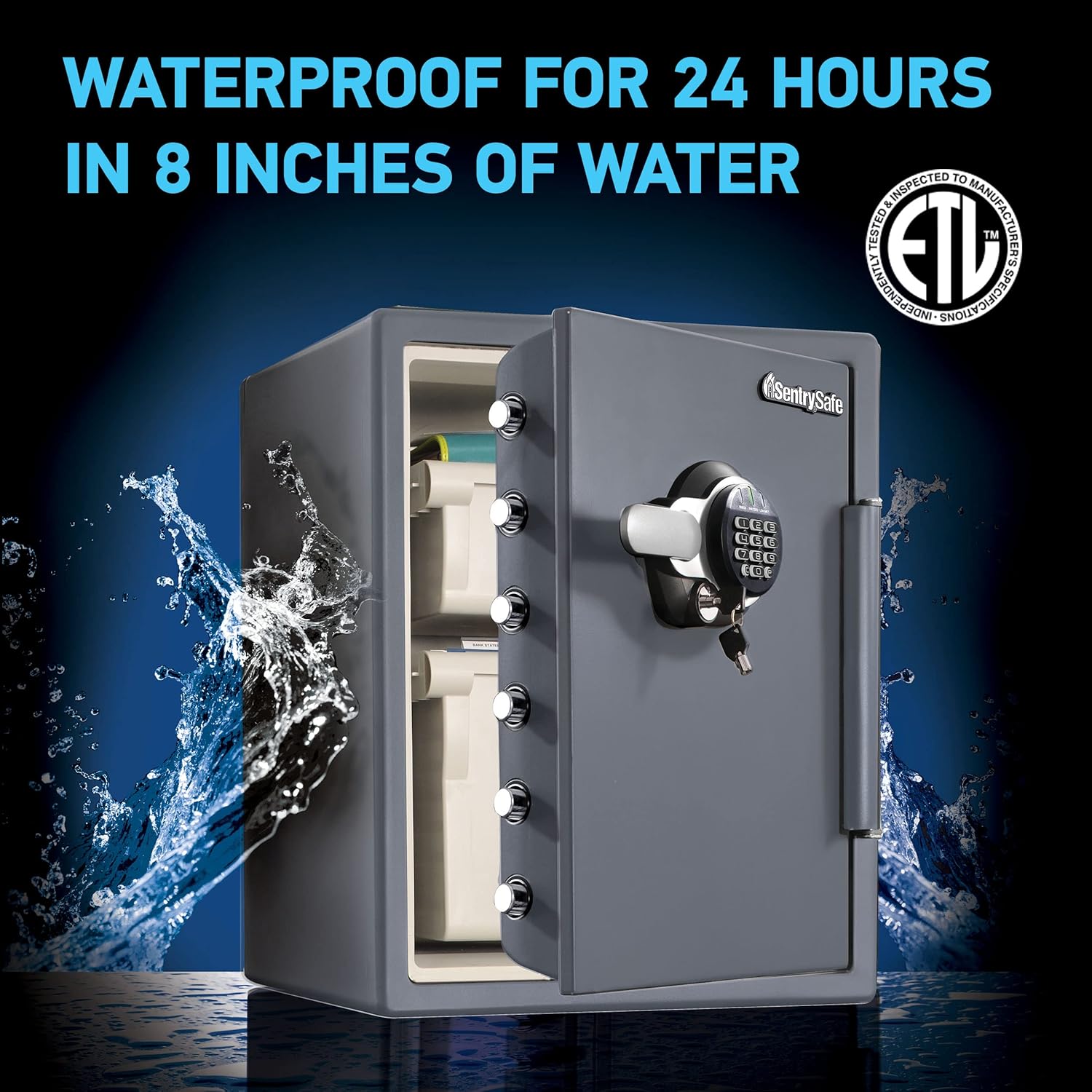 1.23 Cu Ft Waterproof and Fireproof Digital Safe Box, Alloy Steel Security Safe for Home and Office - Image 10