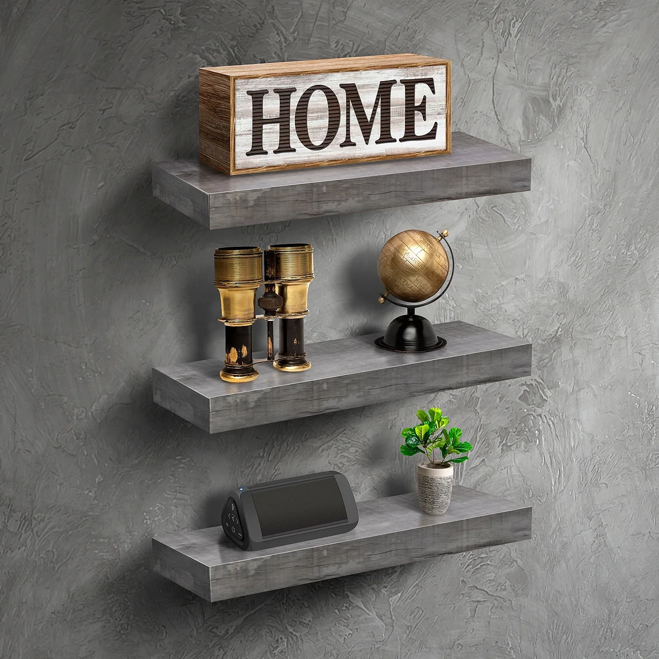3-Pack Rustic Wood Floating Wall Shelves, Beach Style Hanging Display and Storage Shelves - Image 10