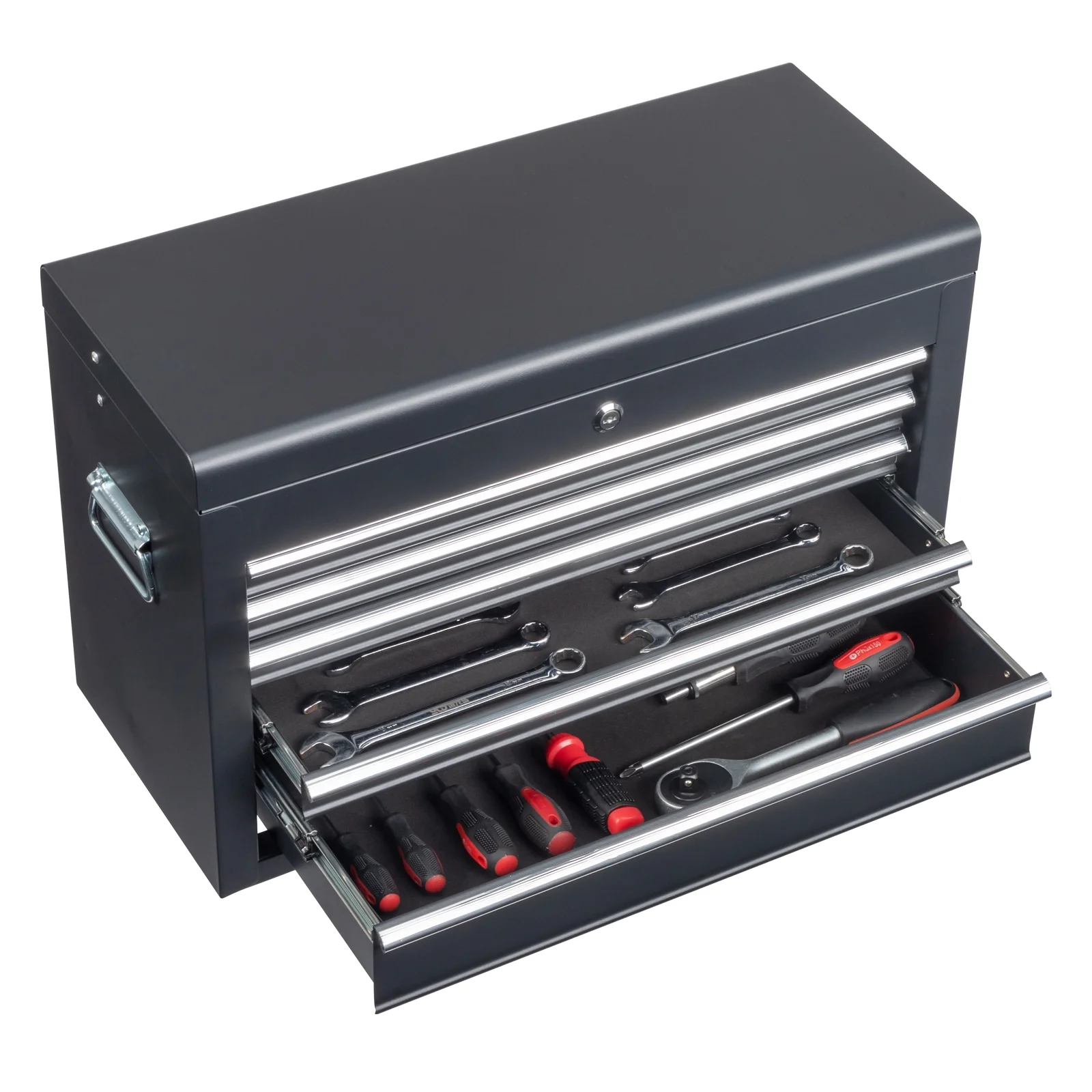 Ktaxon Tool Box, Portable 5 Drawer Steel Toolbox with Top Storage Tray & Carrying Handle, for Garage Trunk Household, Black - Image 17